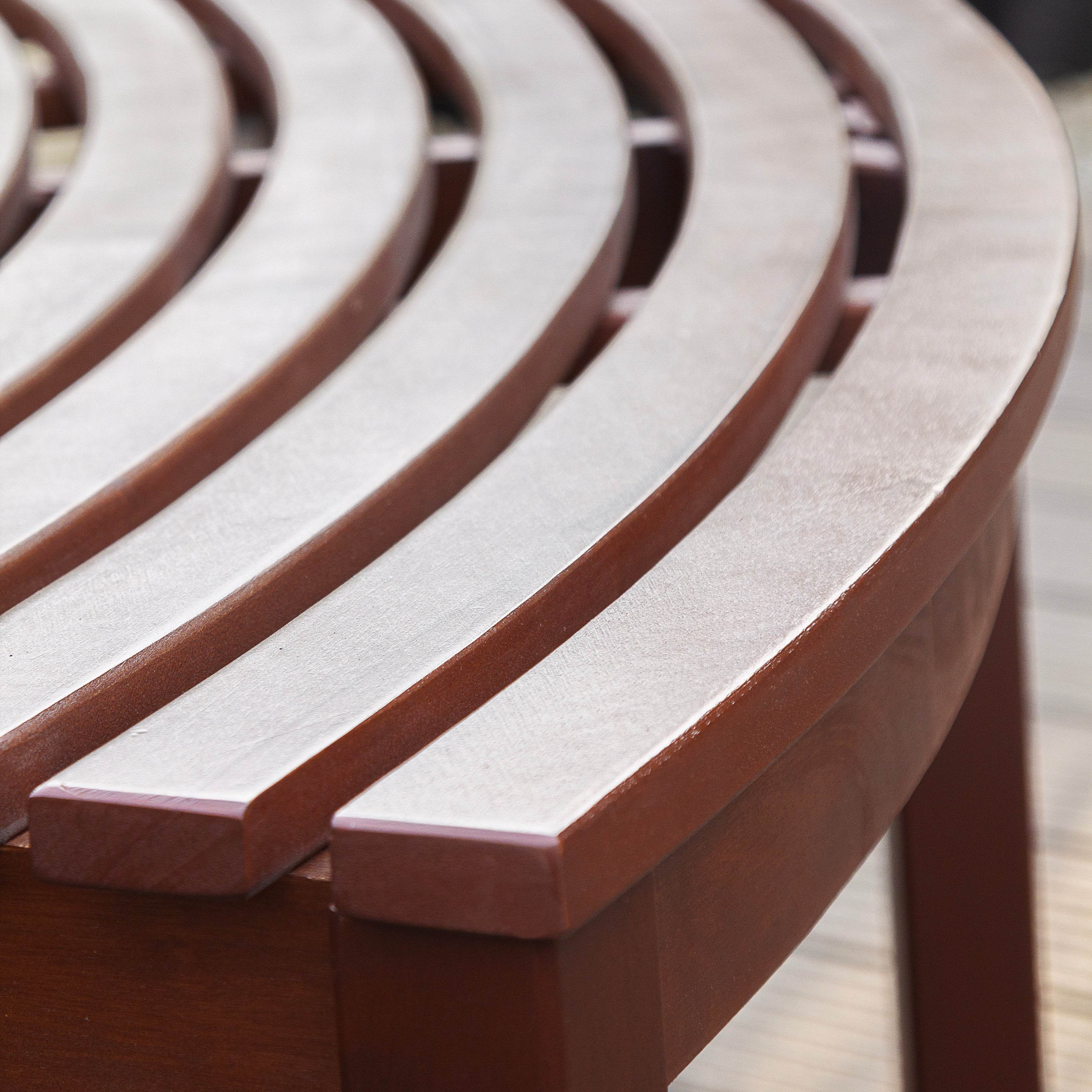 Moni Mahogany Wood Outdoor Curved Backless Bench - Image 6