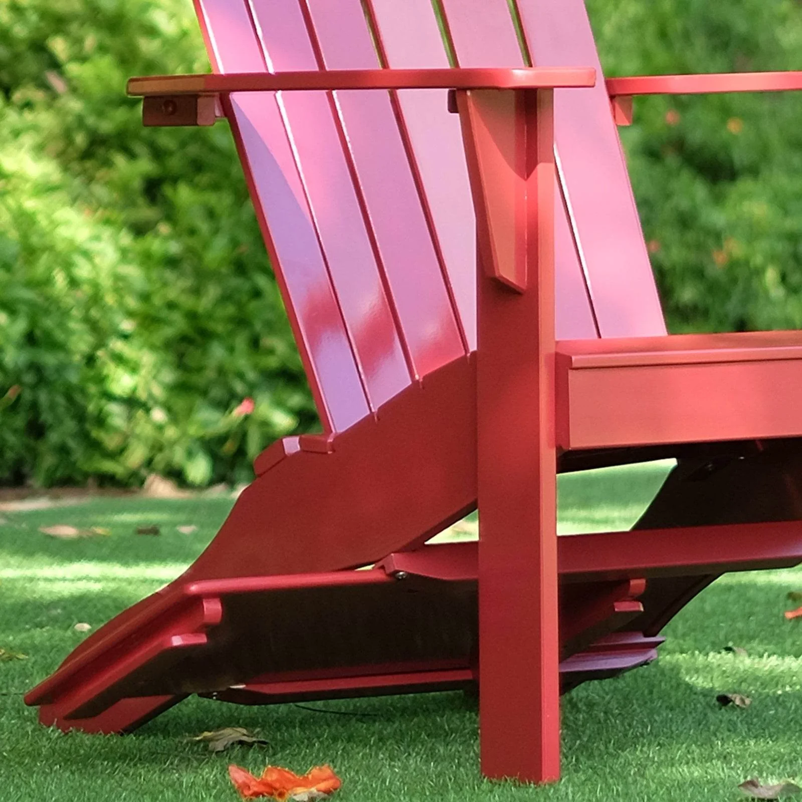 Moni Mahogany Wood Red Adirondack Chair FREE Tray Table - Image 7