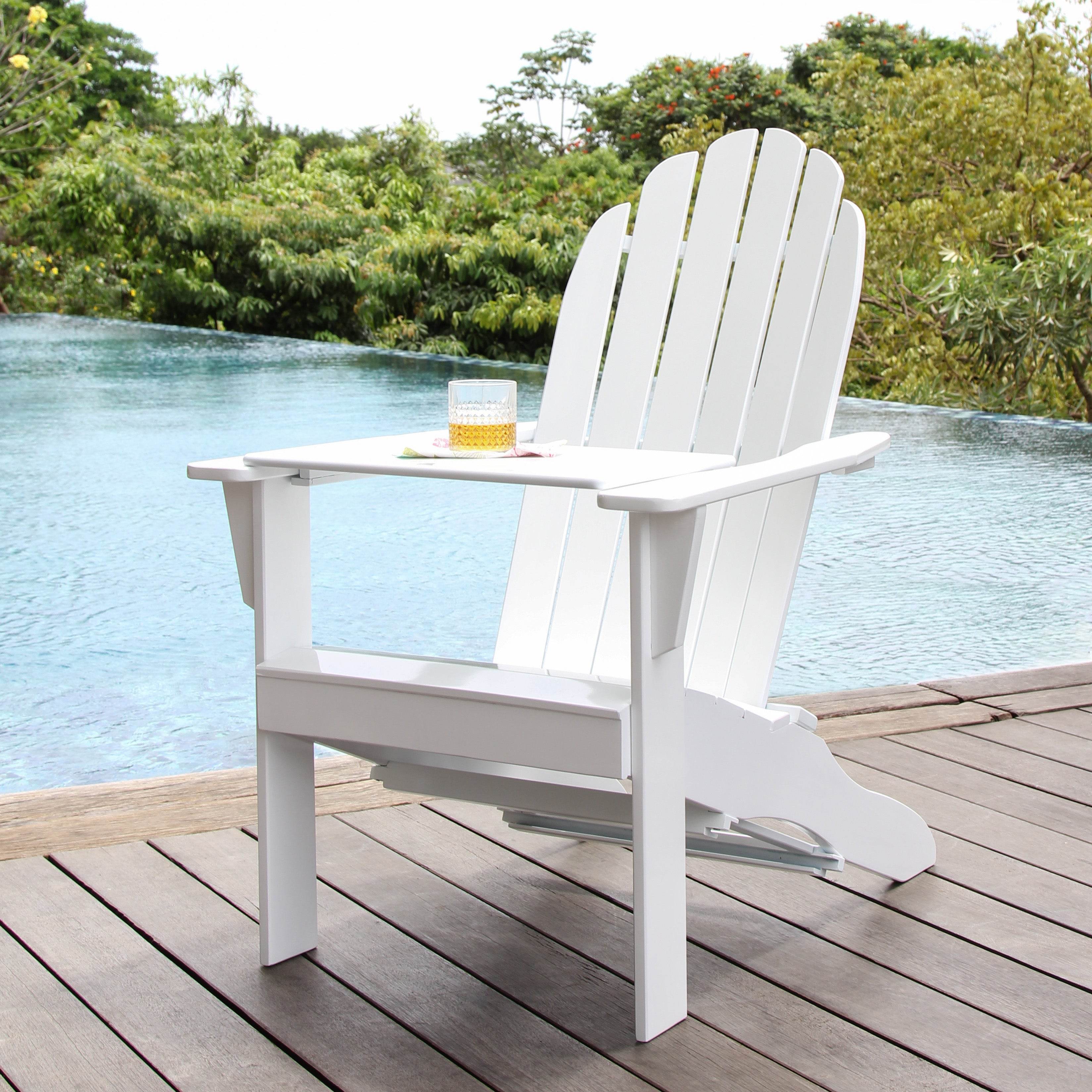 Moni Mahogany Wood White Adirondack Chair FREE Tray Table - Image 3