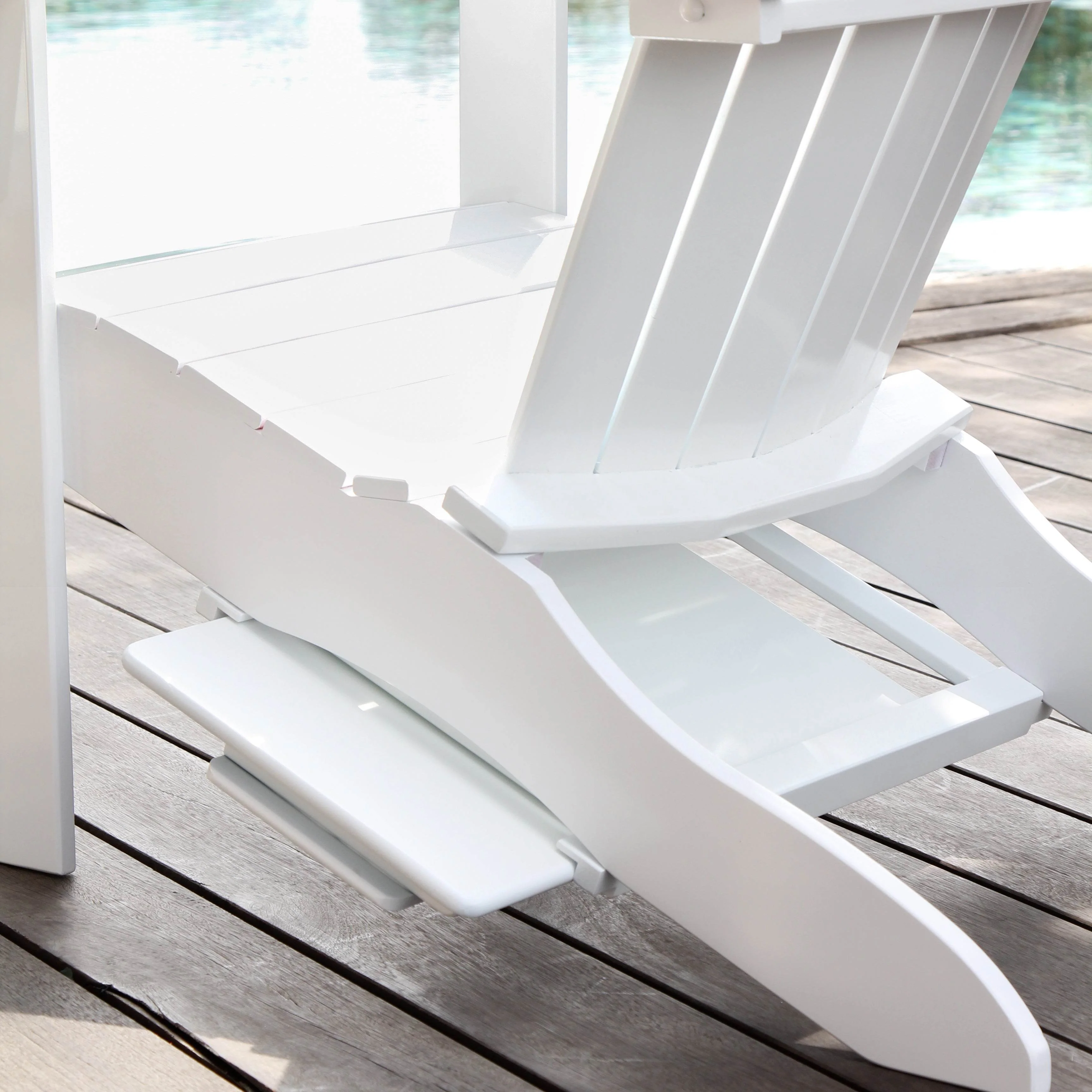 Moni Mahogany Wood White Adirondack Chair FREE Tray Table - Image 9