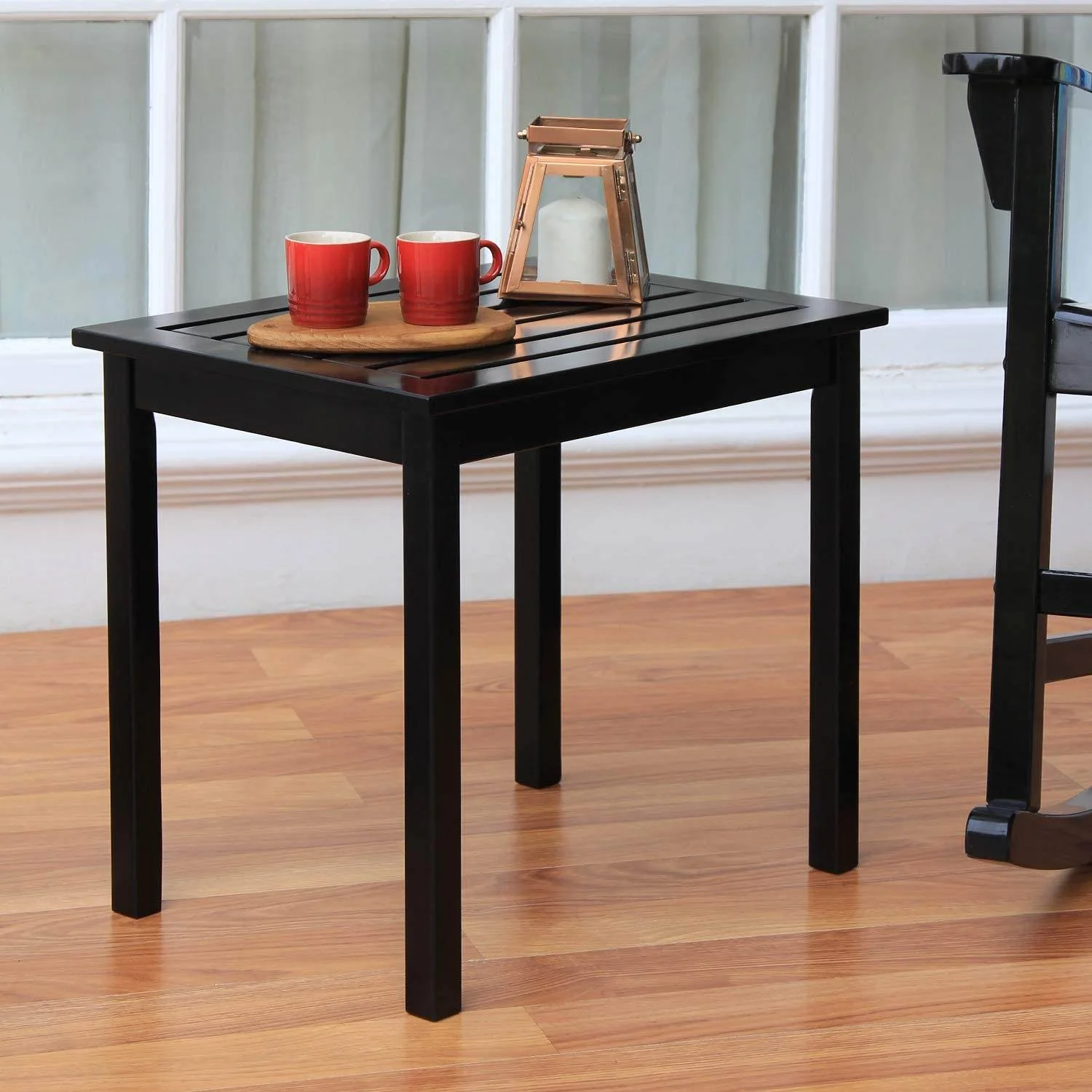 Moni Wood 3 Piece Black Patio Rocking Conversation Set - Image 5