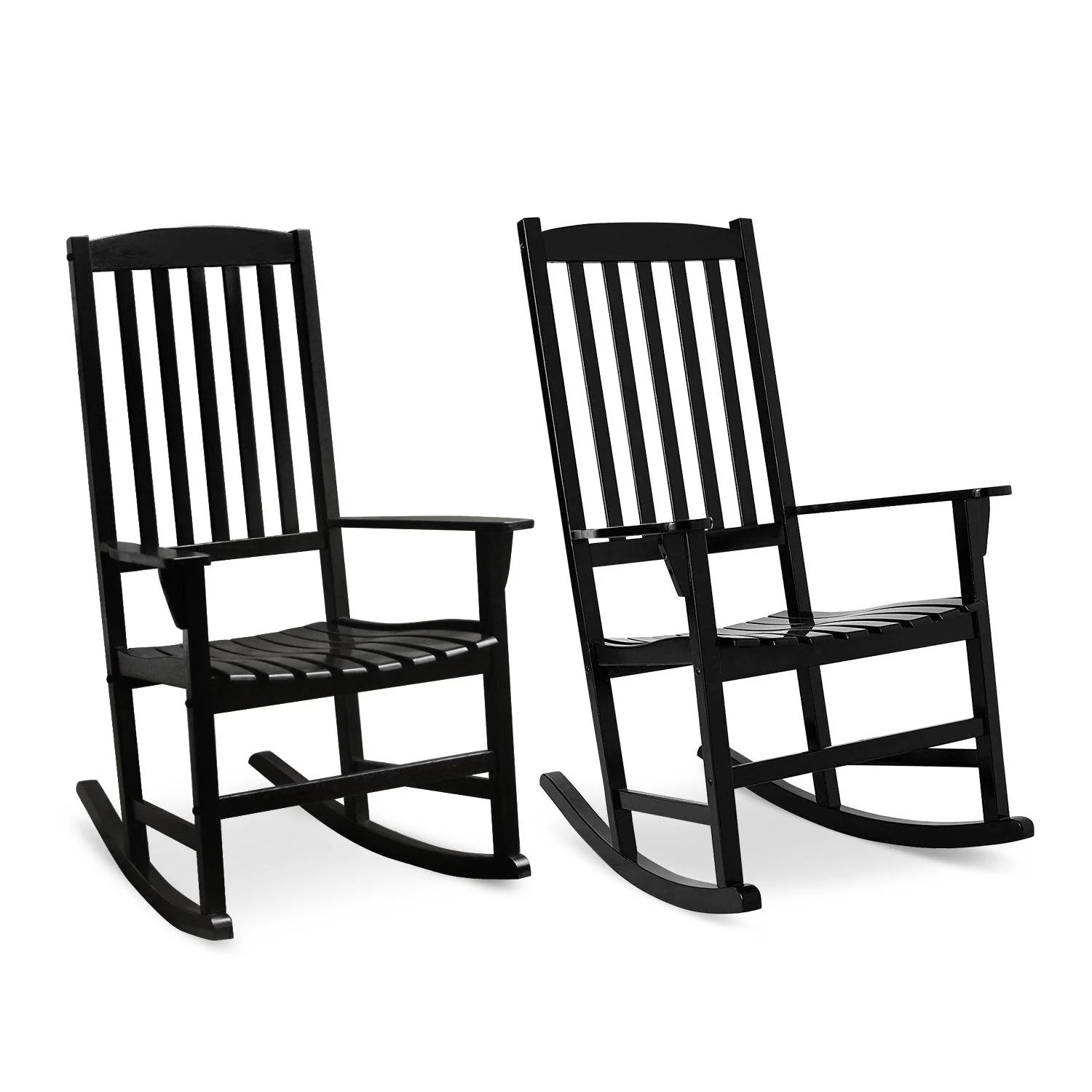 Moni Wood 3 Piece Black Patio Rocking Conversation Set - Image 7