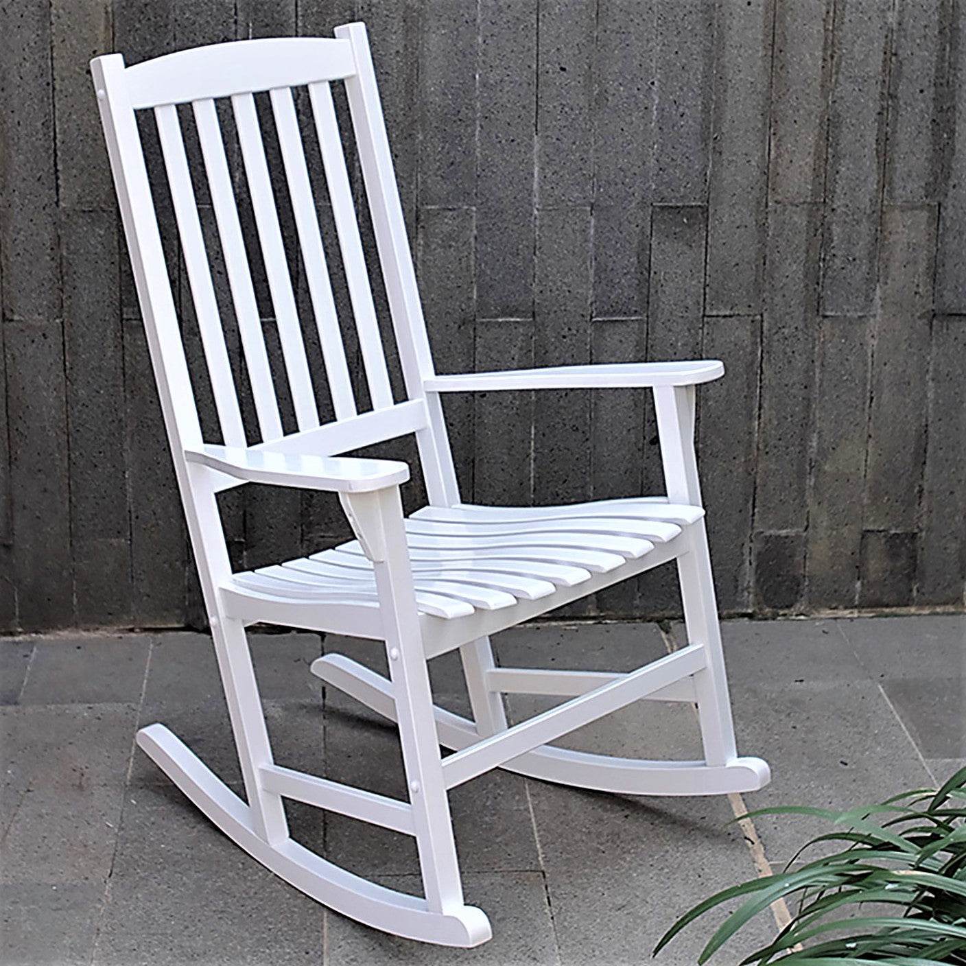 Moni Wood 3 Piece White Patio Rocking Conversation Set - Image 3