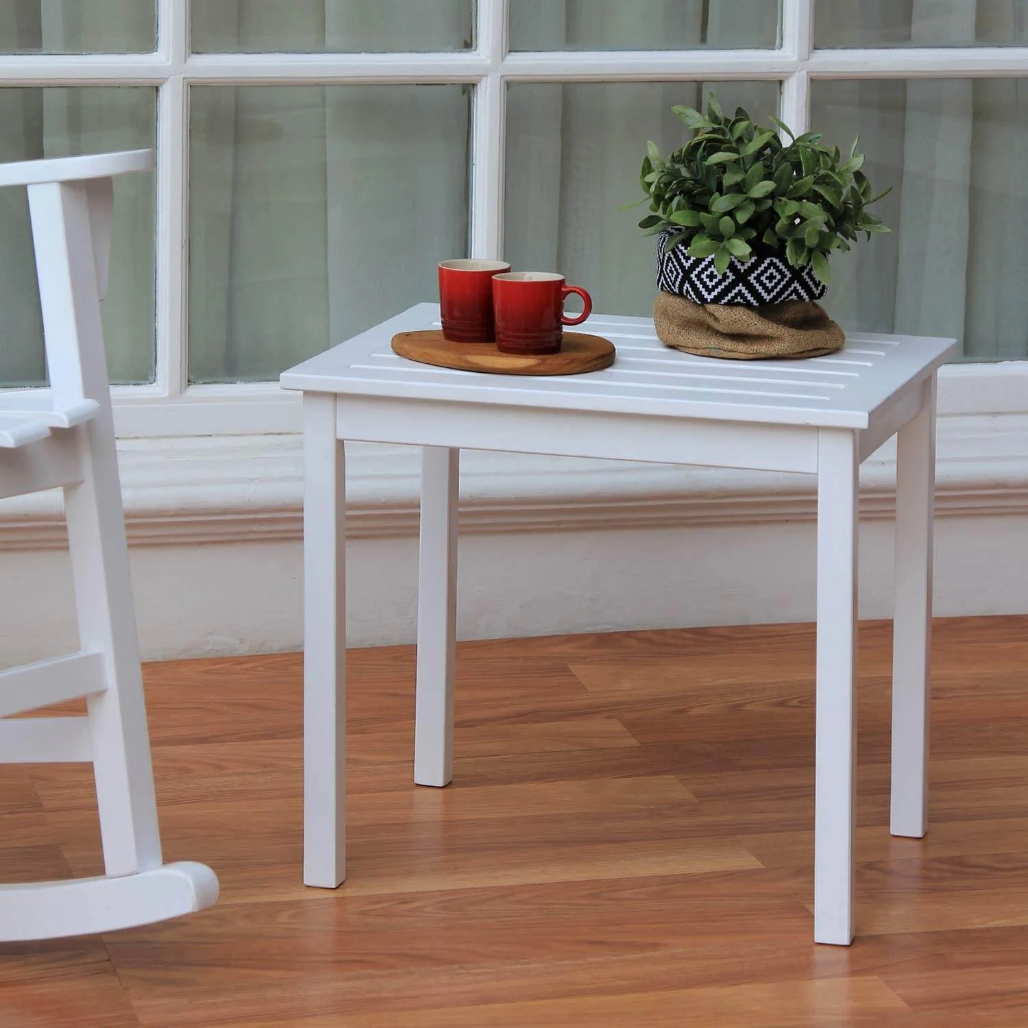 Moni Wood 3 Piece White Patio Rocking Conversation Set - Image 4