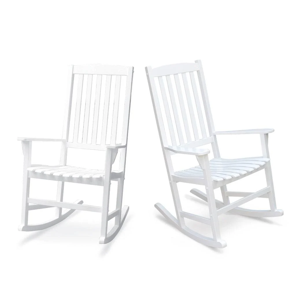 Moni Wood 3 Piece White Patio Rocking Conversation Set - Image 6