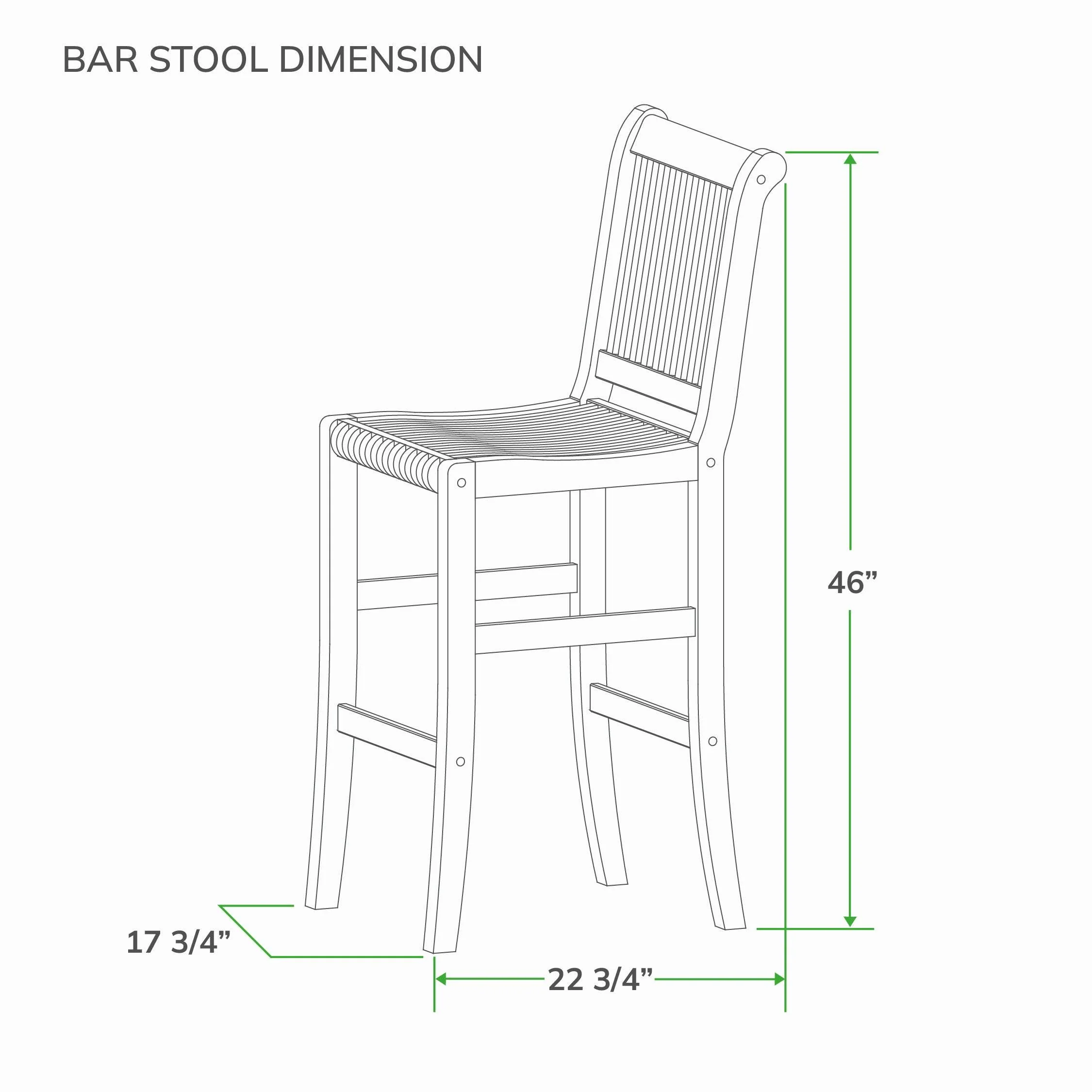 Mosko 2 Pieces Teak Wood Outdoor Barstool - Image 10