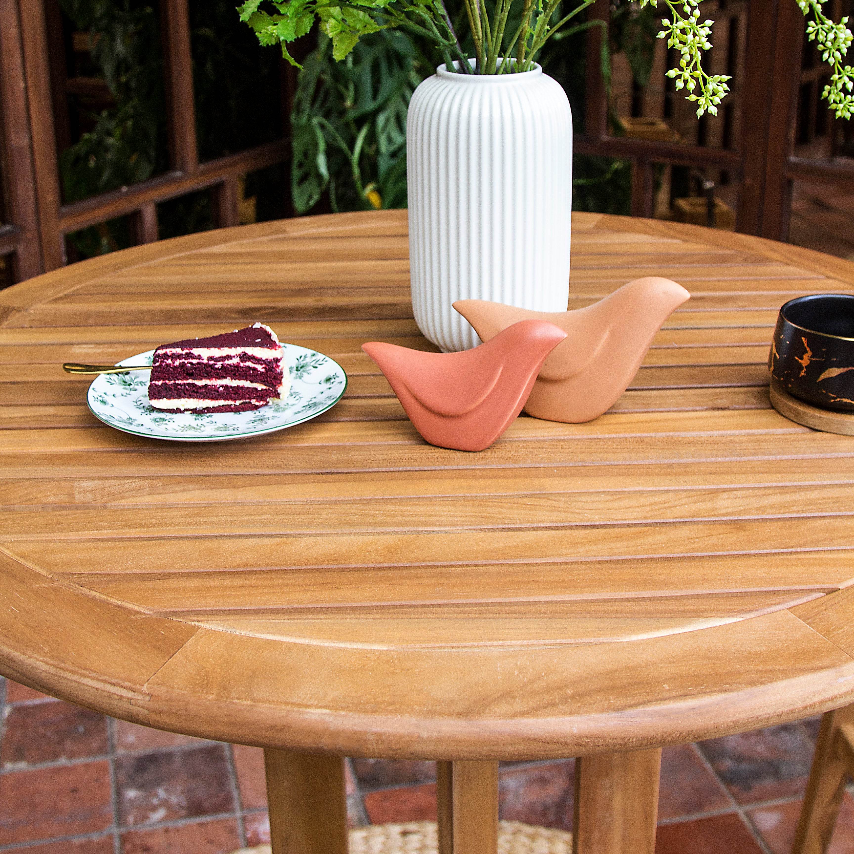 Mosko Teak Wood 3 Piece Outdoor Bar Dining Set - Image 5