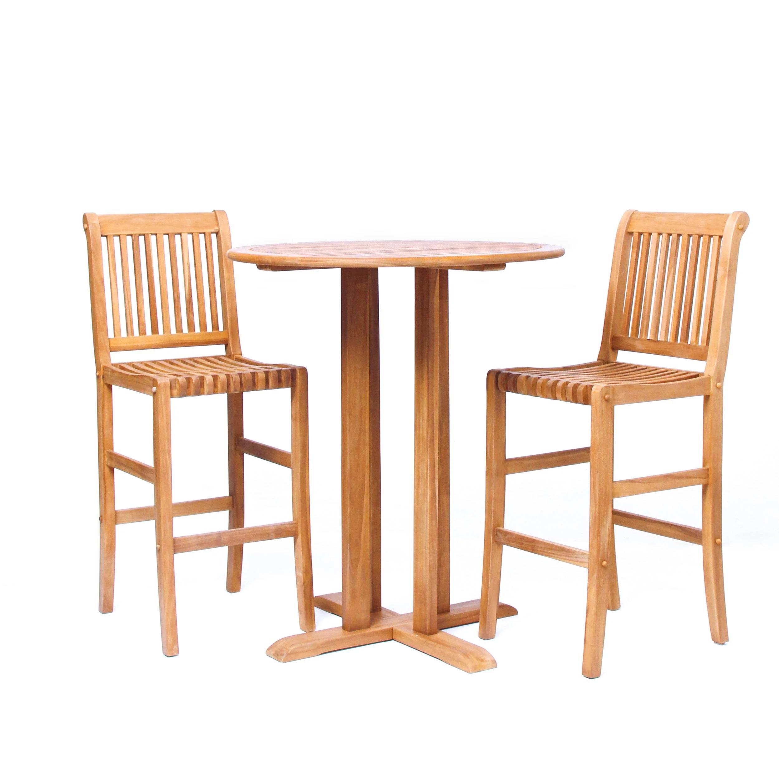 Mosko Teak Wood 3 Piece Outdoor Bar Dining Set - Image 9