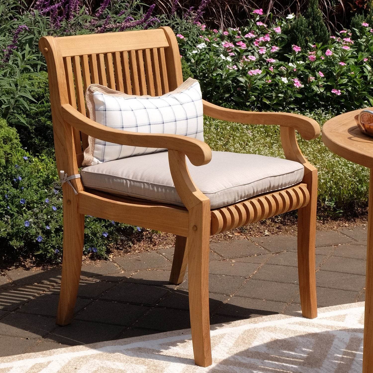 Mosko Teak Wood 3 Piece Outdoor Bistro Set with Beige Seatpad - Image 7
