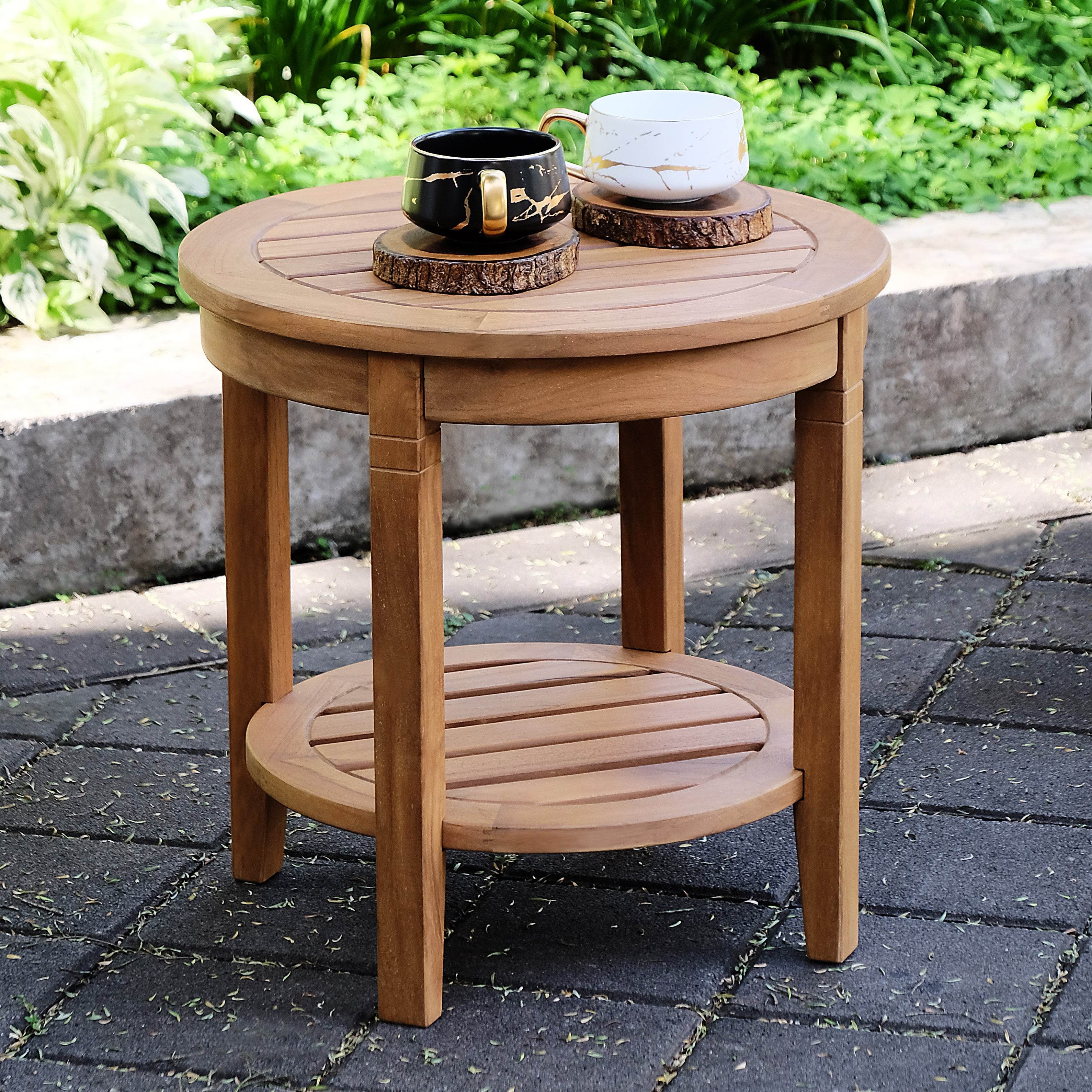 Mosko Teak Wood 3 Piece Patio Rocking Conversation Set - Image 10