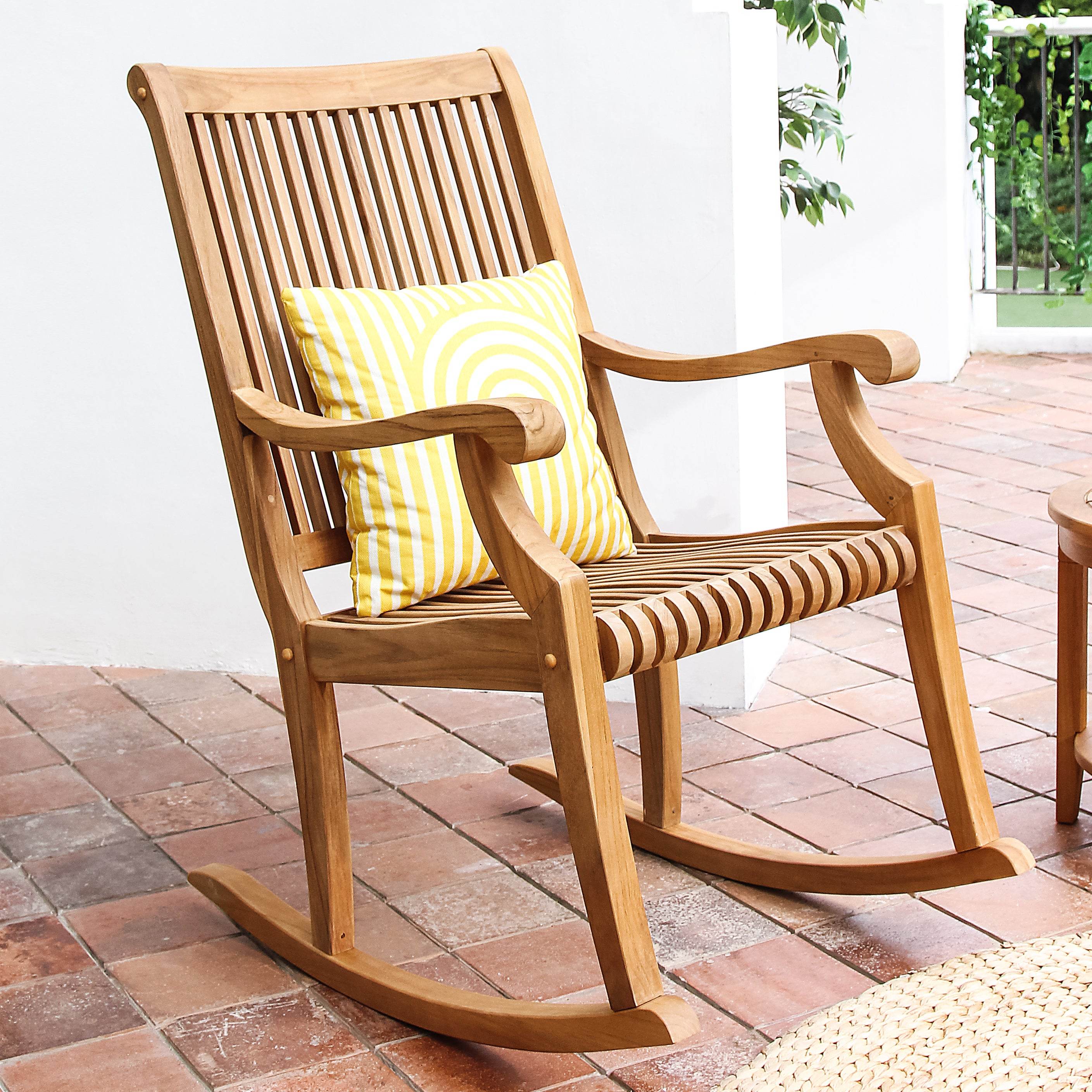 Mosko Teak Wood 3 Piece Patio Rocking Conversation Set - Image 4