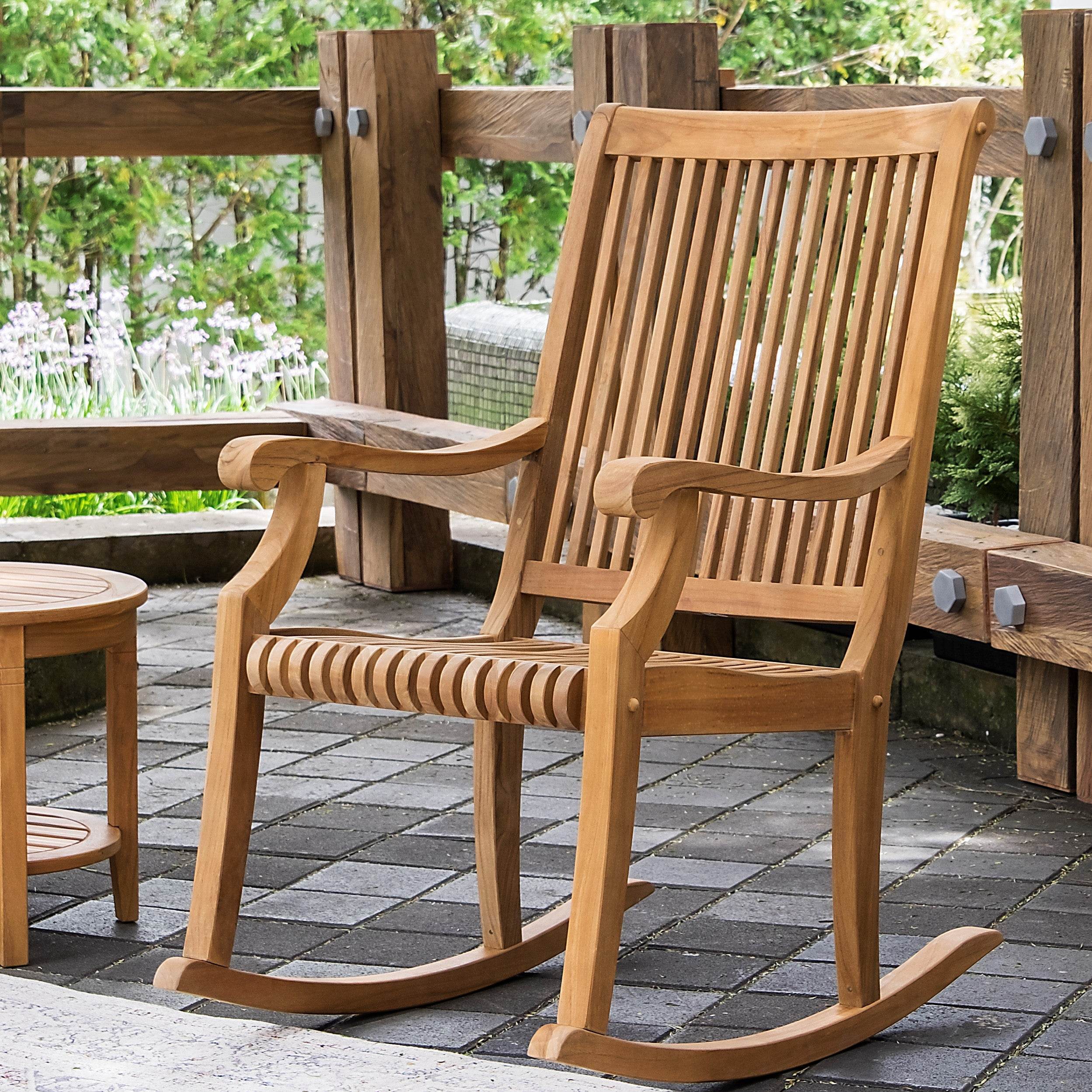 Mosko Teak Wood 3 Piece Patio Rocking Conversation Set - Image 7