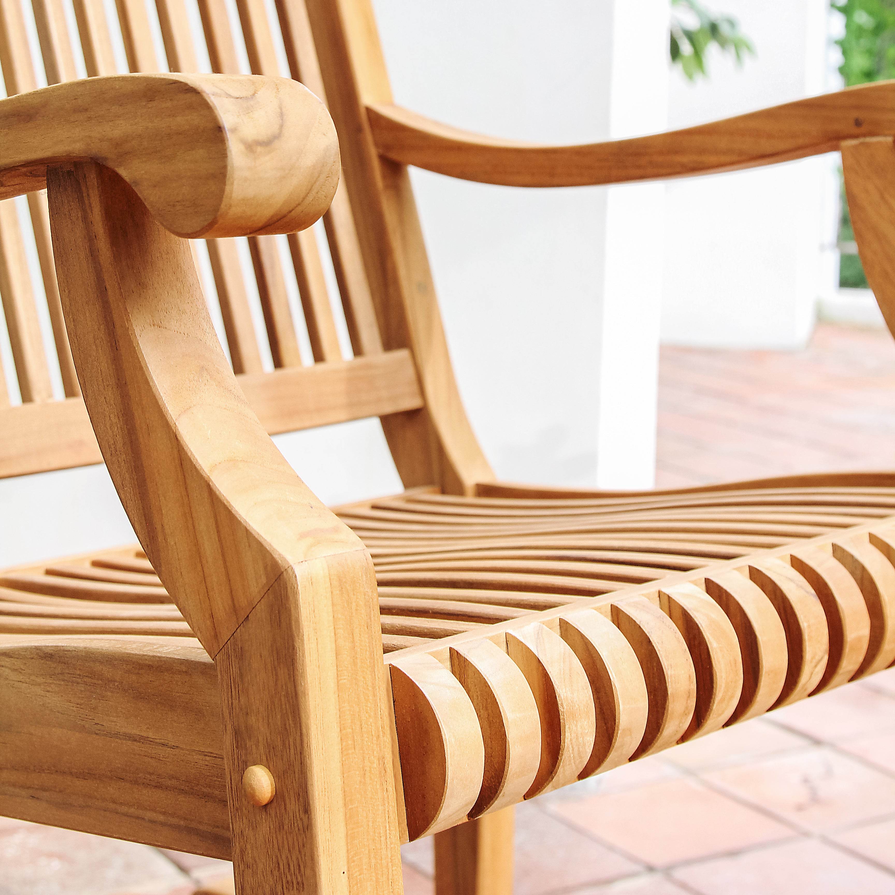 Mosko Teak Wood 3 Piece Patio Rocking Conversation Set - Image 9