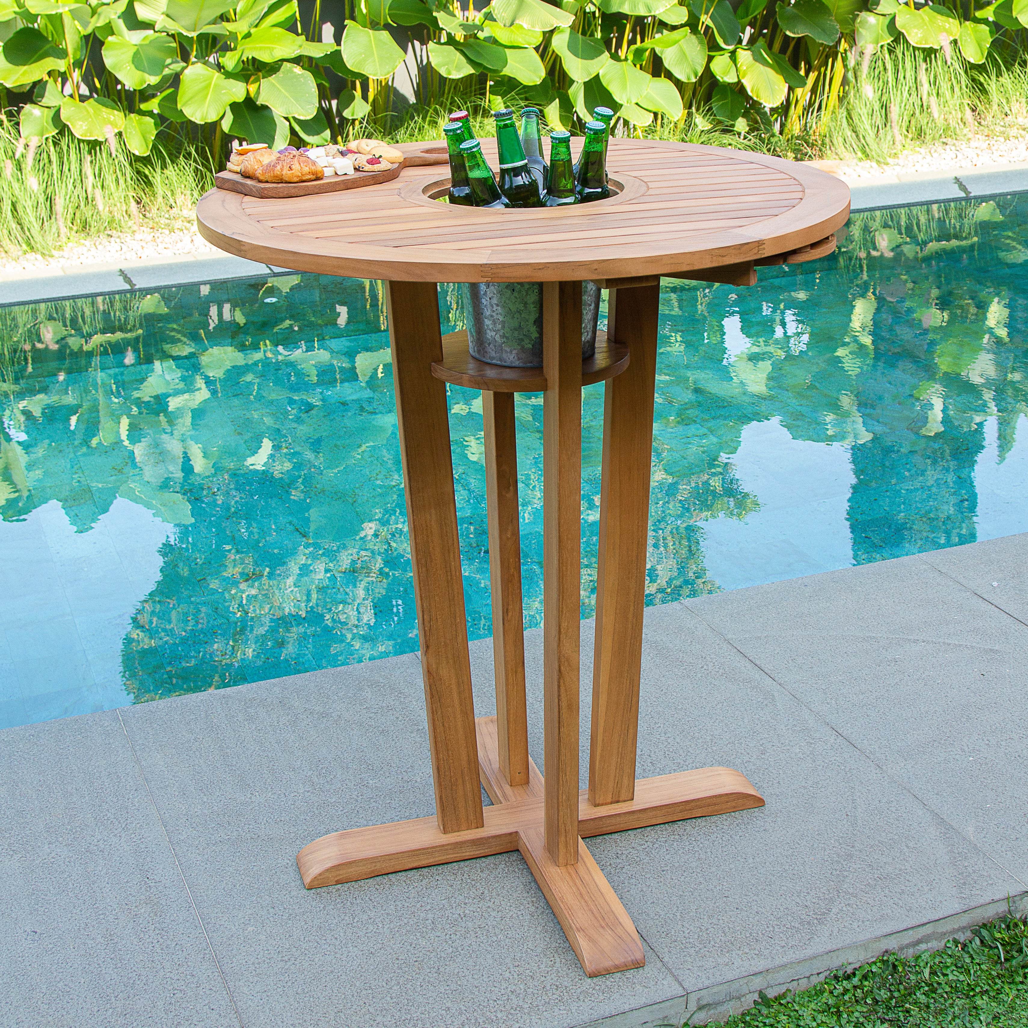 Mosko Teak Wood 3 Pieces Outdoor Bar Dining Set - Image 10