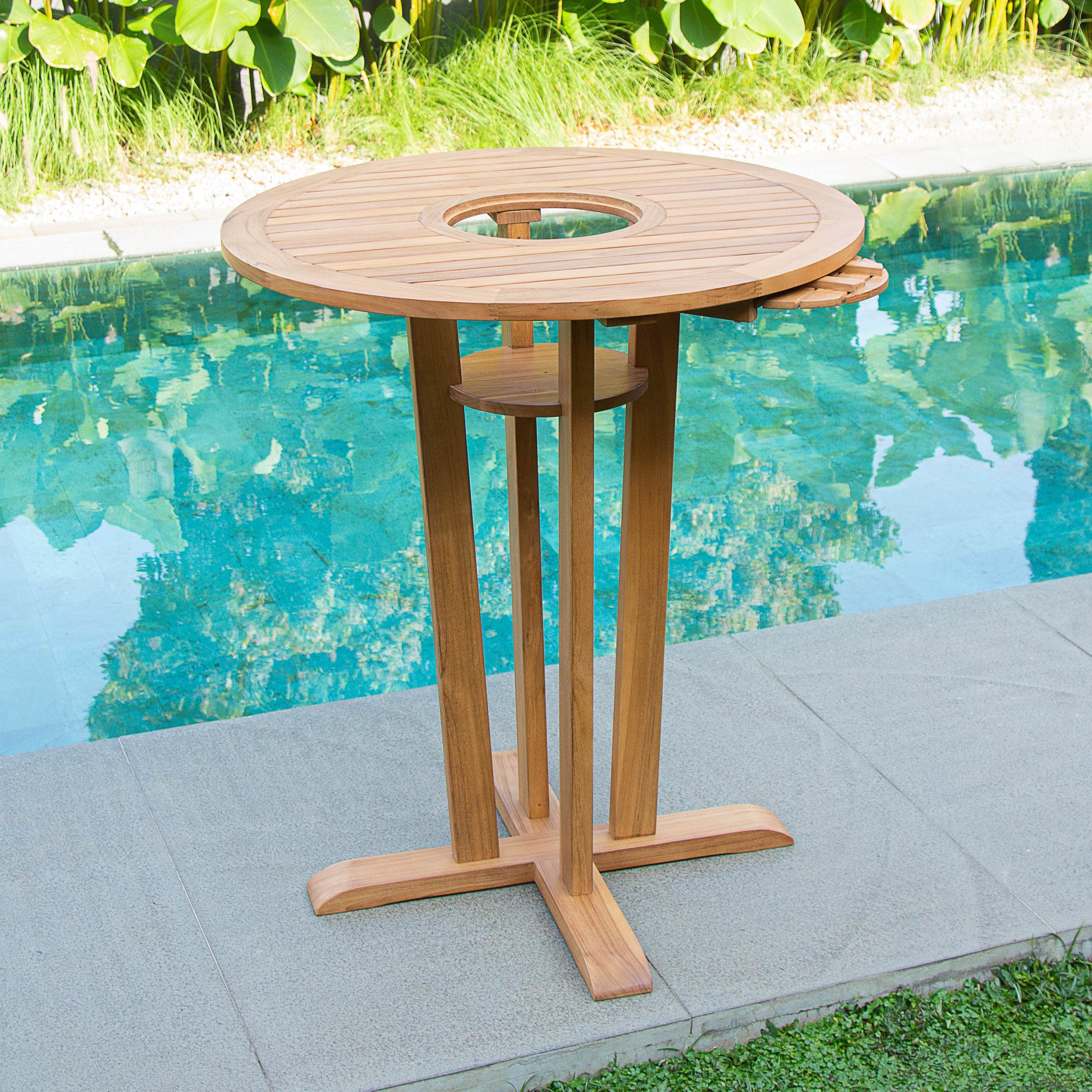 Mosko Teak Wood 3 Pieces Outdoor Bar Dining Set - Image 14