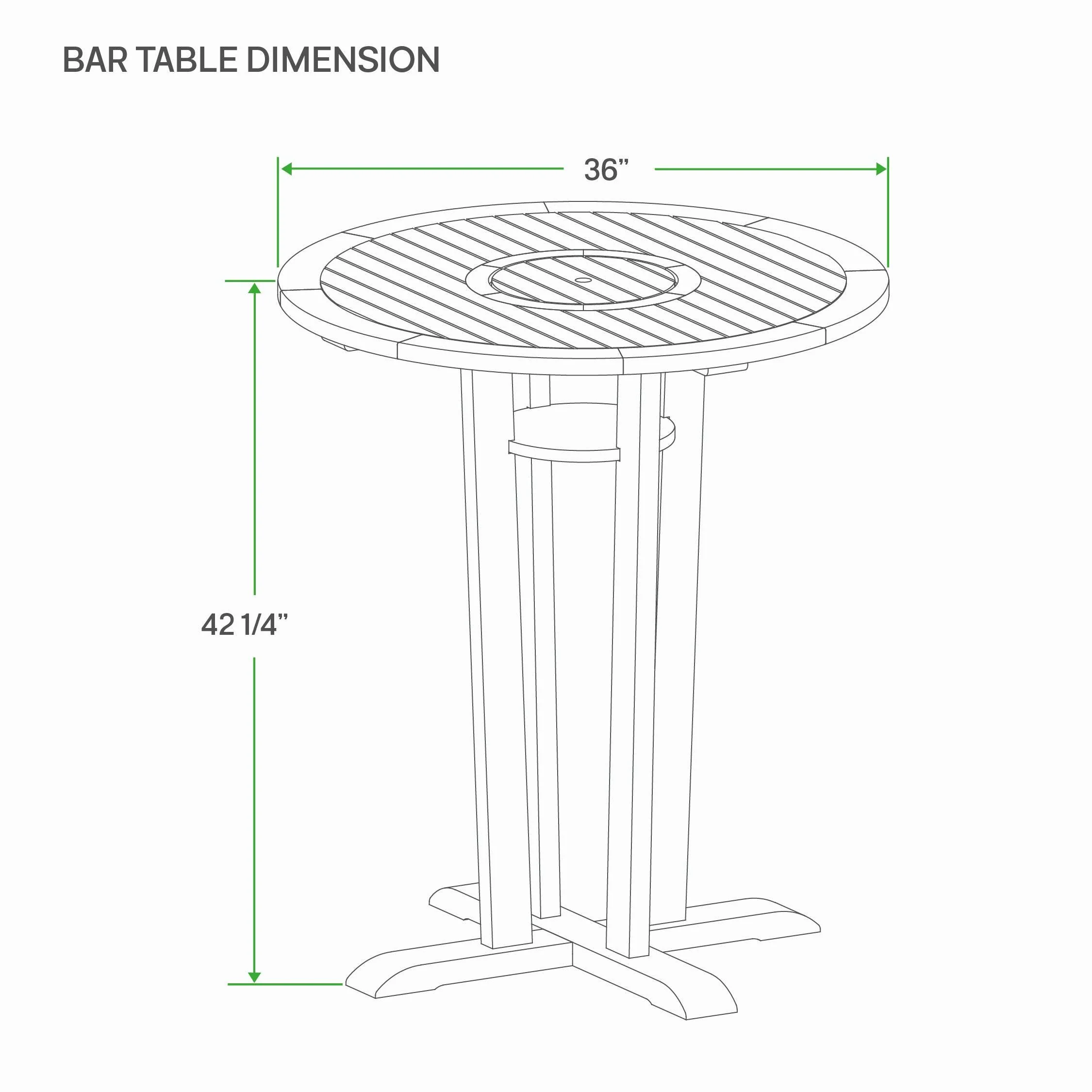 Mosko Teak Wood 3 Pieces Outdoor Bar Dining Set - Image 17