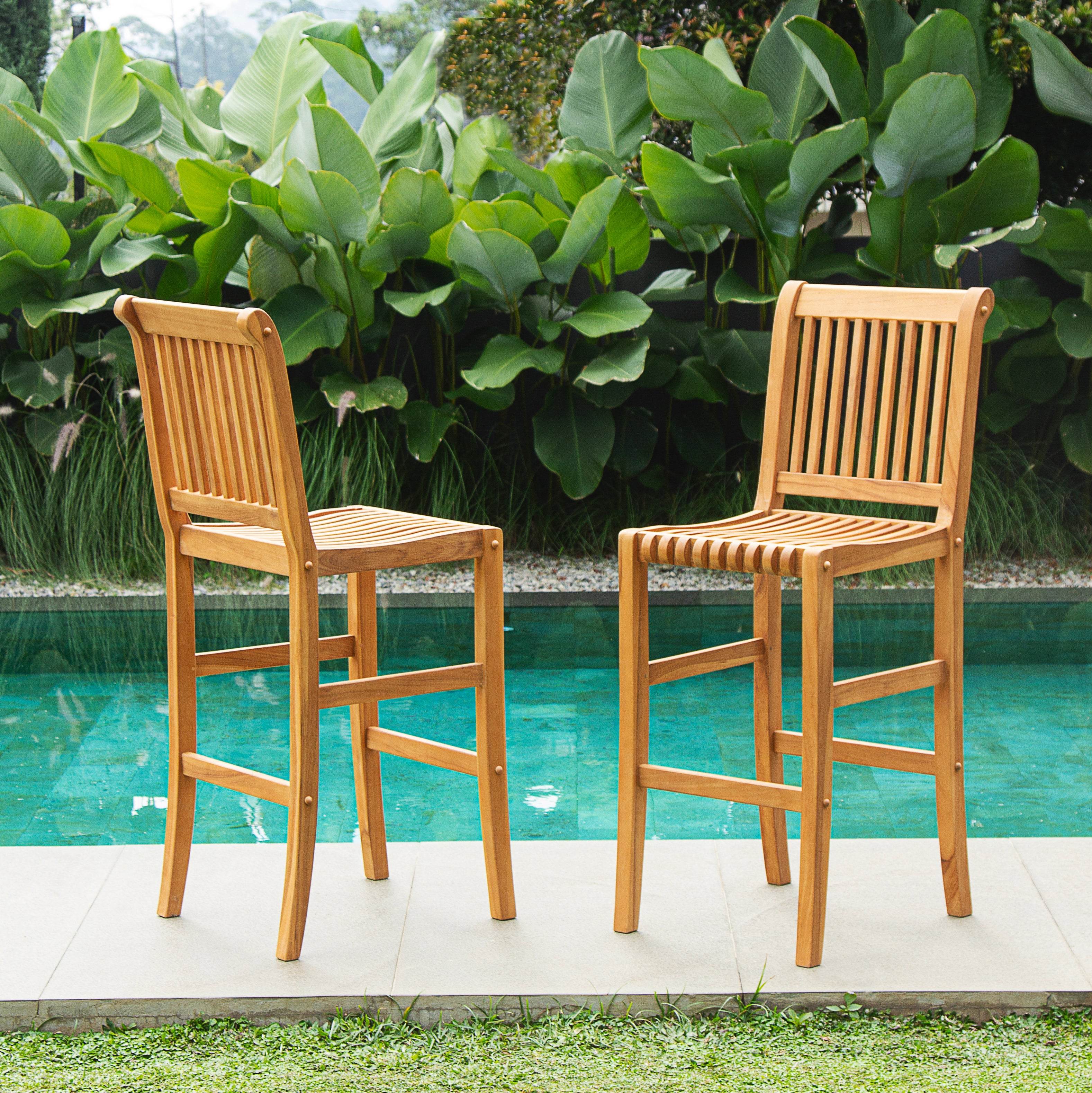 Mosko Teak Wood 3 Pieces Outdoor Bar Dining Set - Image 8