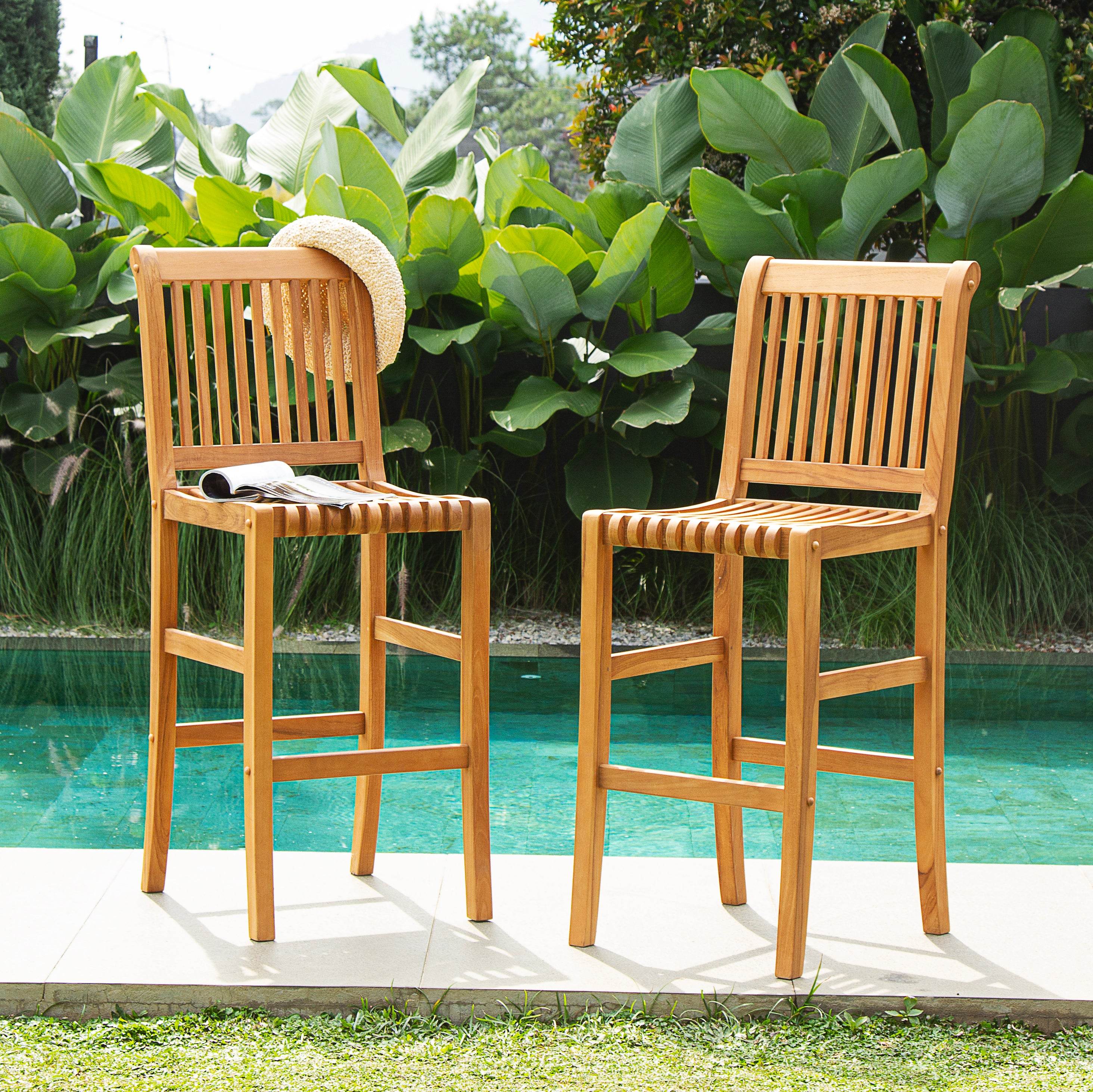 Mosko Teak Wood 3 Pieces Outdoor Bar Dining Set - Image 9