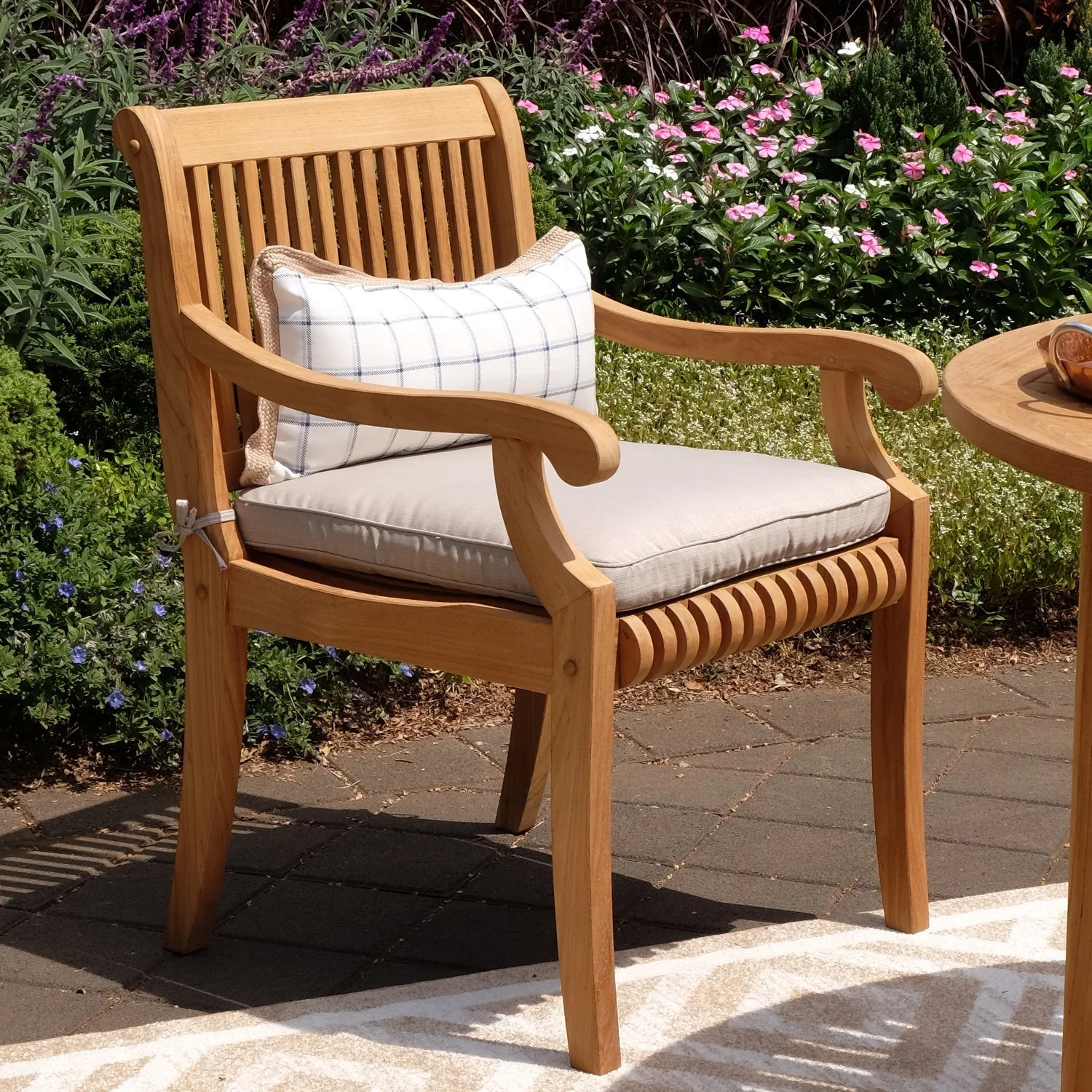 Mosko Teak Wood 4 Piece Outdoor Dining Set with Seatpad Beige - Image 3