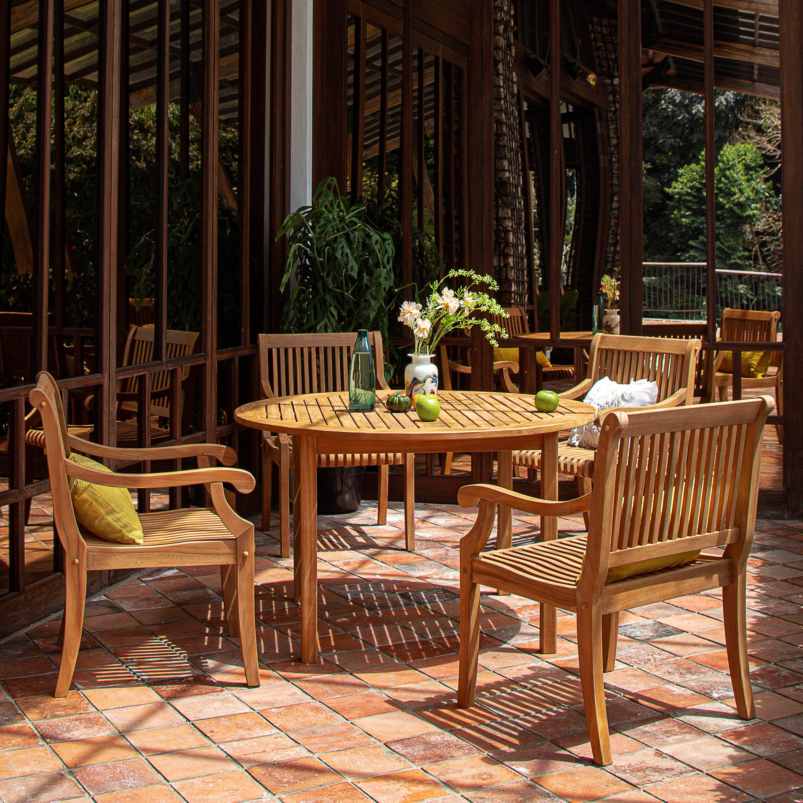 Mosko Teak Wood 5 Piece Outdoor Dining Set - Image 4