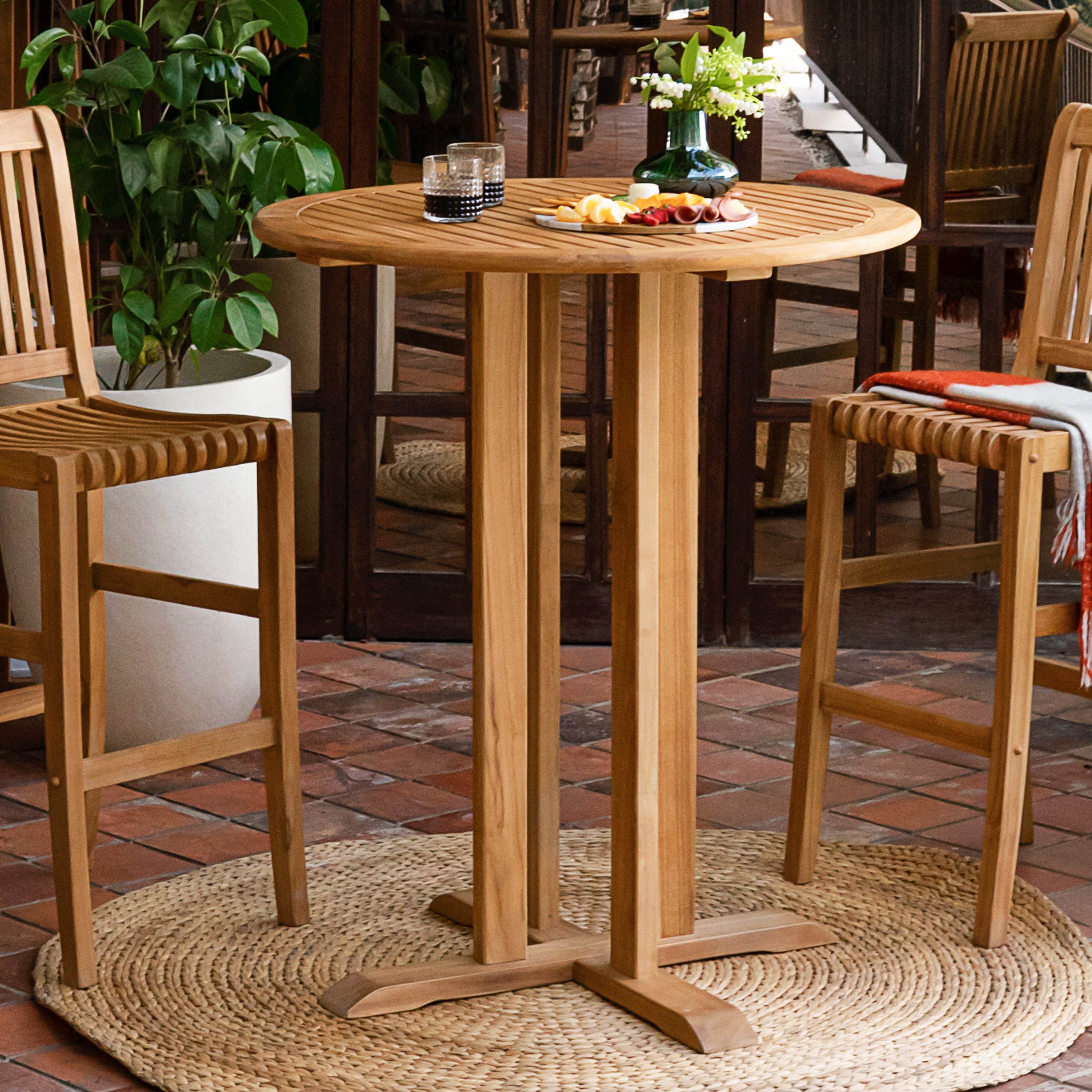 Mosko Teak Wood Outdoor Bar Dining Table - Image 3