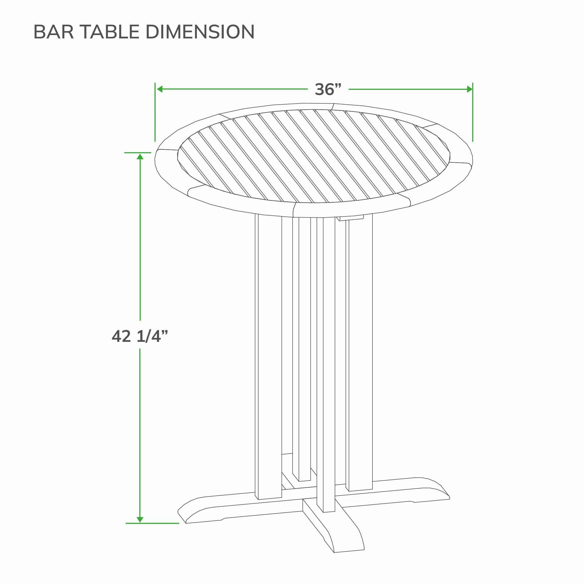 Mosko Teak Wood 3 Piece Outdoor Bar Dining Set - Image 13
