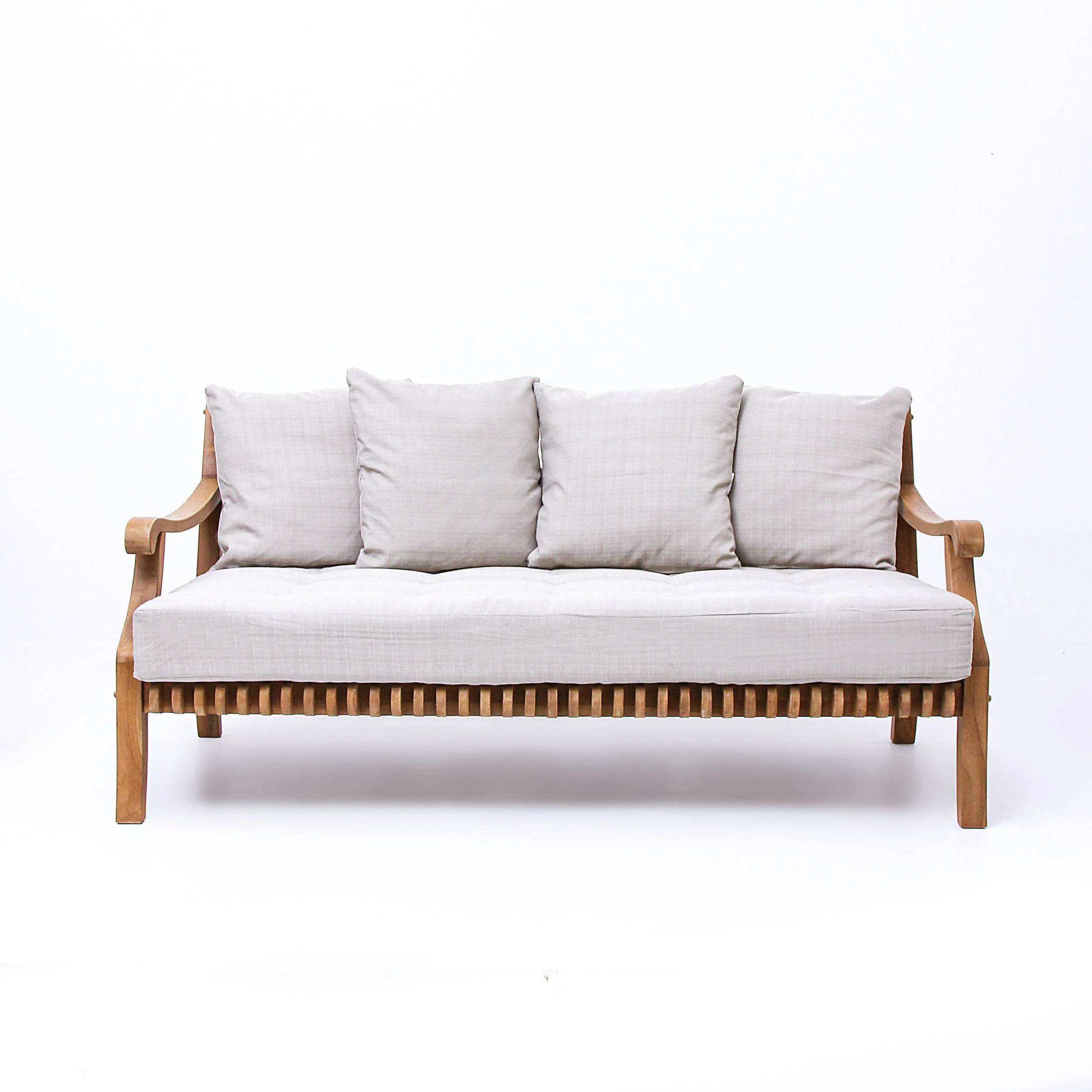 Mosko Teak Wood Outdoor Daybed with Beige Cushion - Image 16