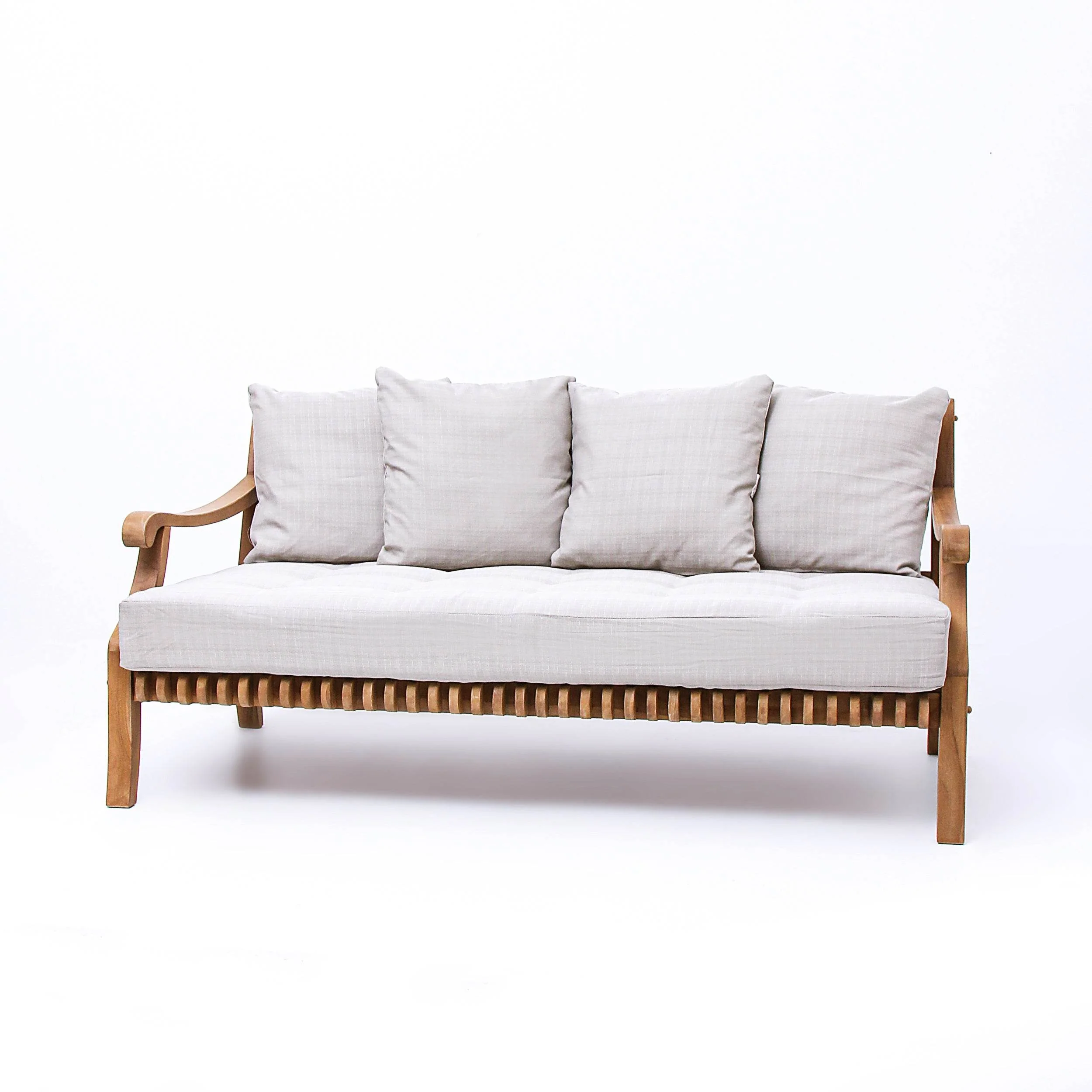 Mosko Teak Wood Outdoor Daybed with Beige Cushion - Image 17