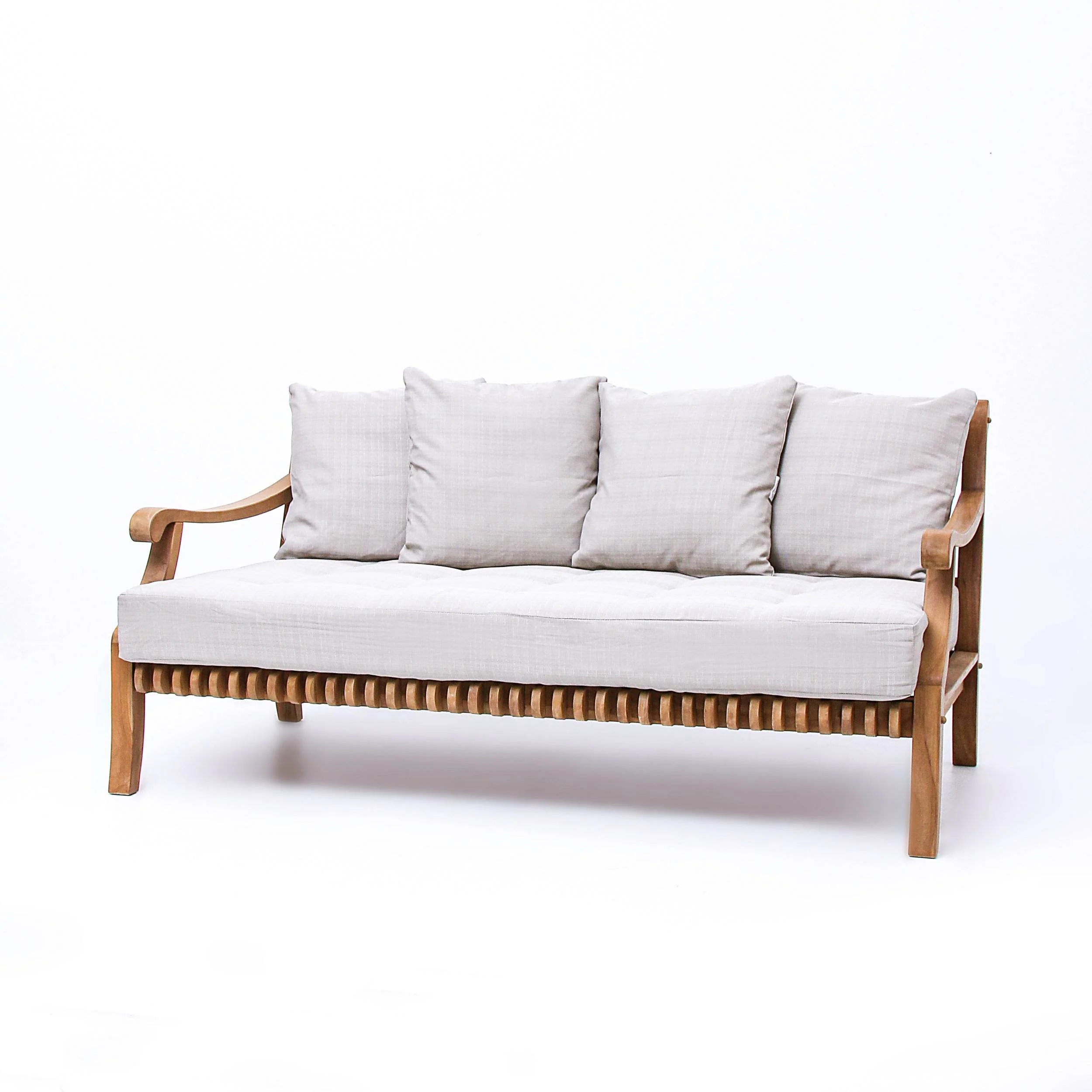 Mosko Teak Wood Outdoor Daybed with Beige Cushion - Image 18