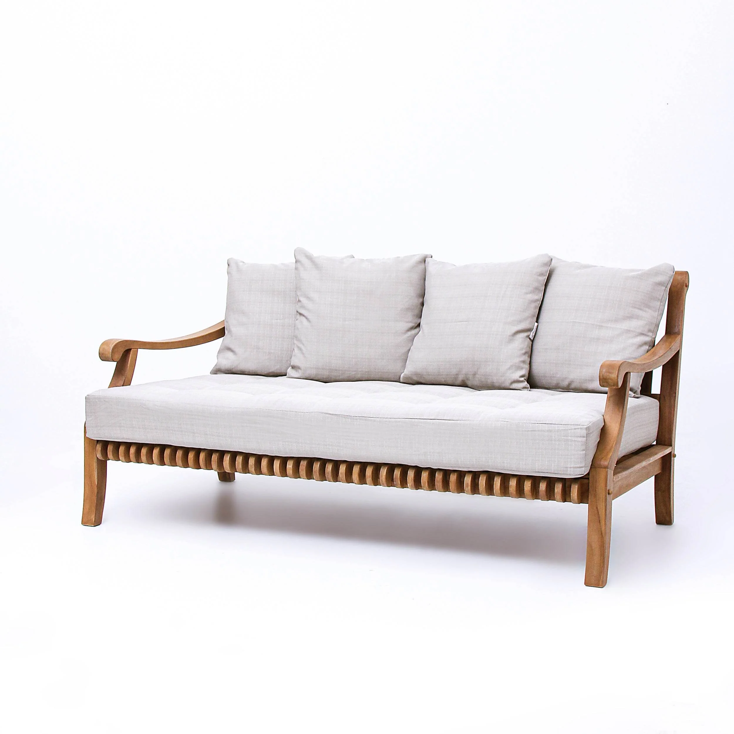 Mosko Teak Wood Outdoor Daybed with Beige Cushion - Image 19