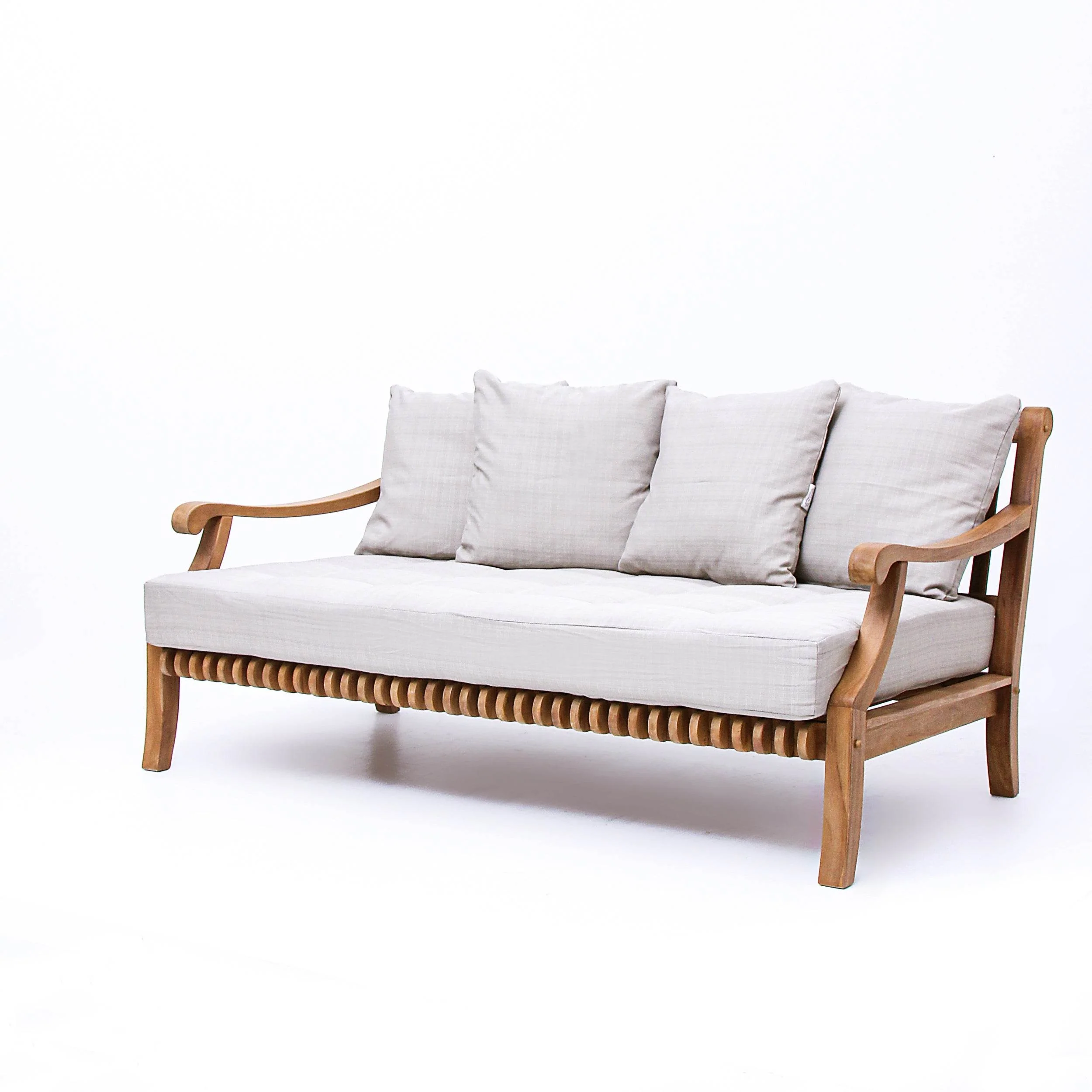 Mosko Teak Wood Outdoor Daybed with Beige Cushion - Image 20