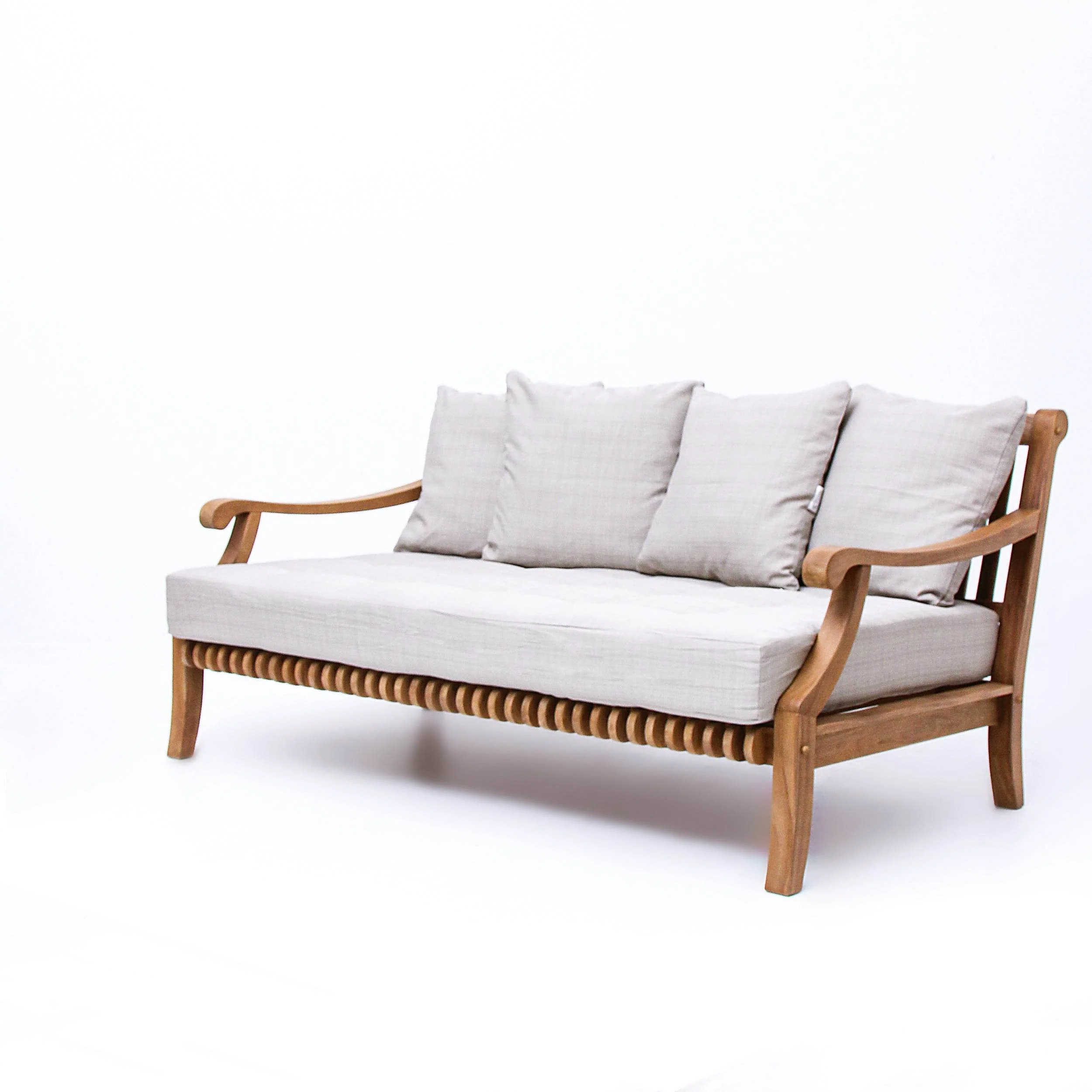 Mosko Teak Wood Outdoor Daybed with Beige Cushion - Image 21