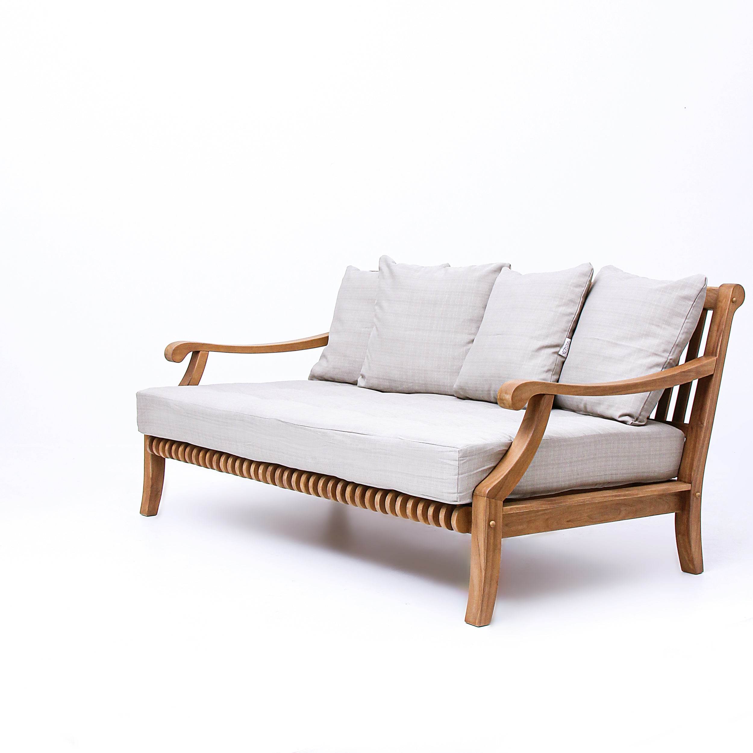 Mosko Teak Wood Outdoor Daybed with Beige Cushion - Image 22