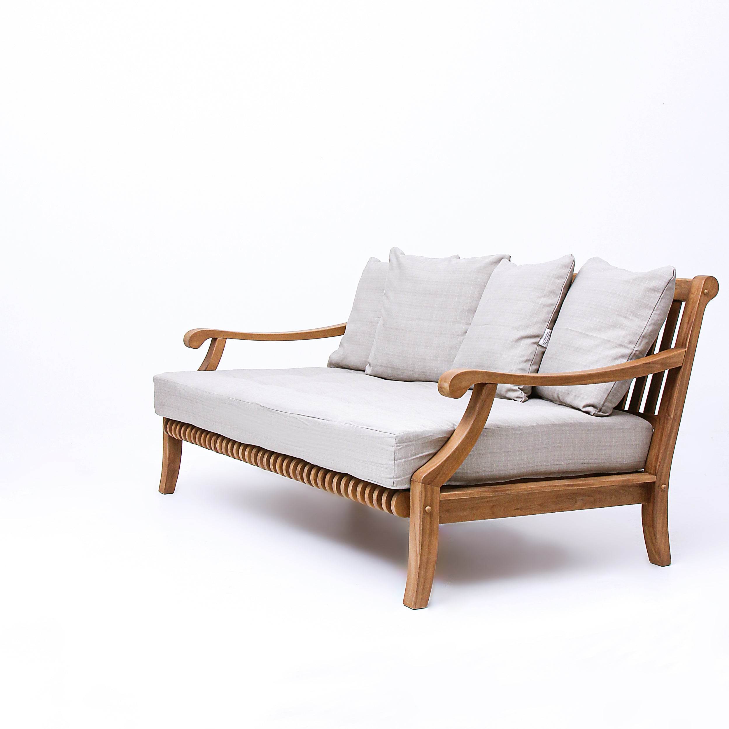 Mosko Teak Wood Outdoor Daybed with Beige Cushion - Image 23