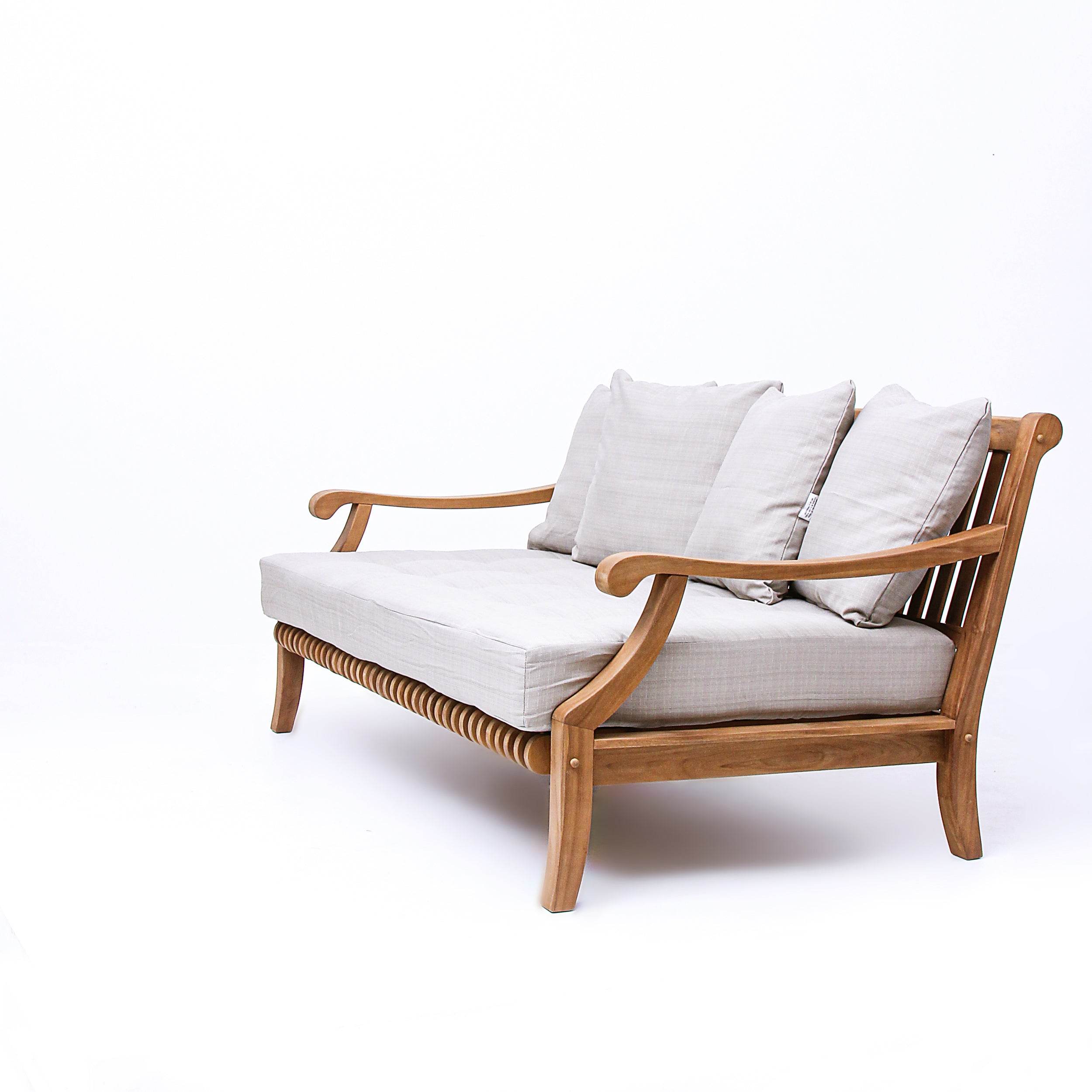 Mosko Teak Wood Outdoor Daybed with Beige Cushion - Image 24