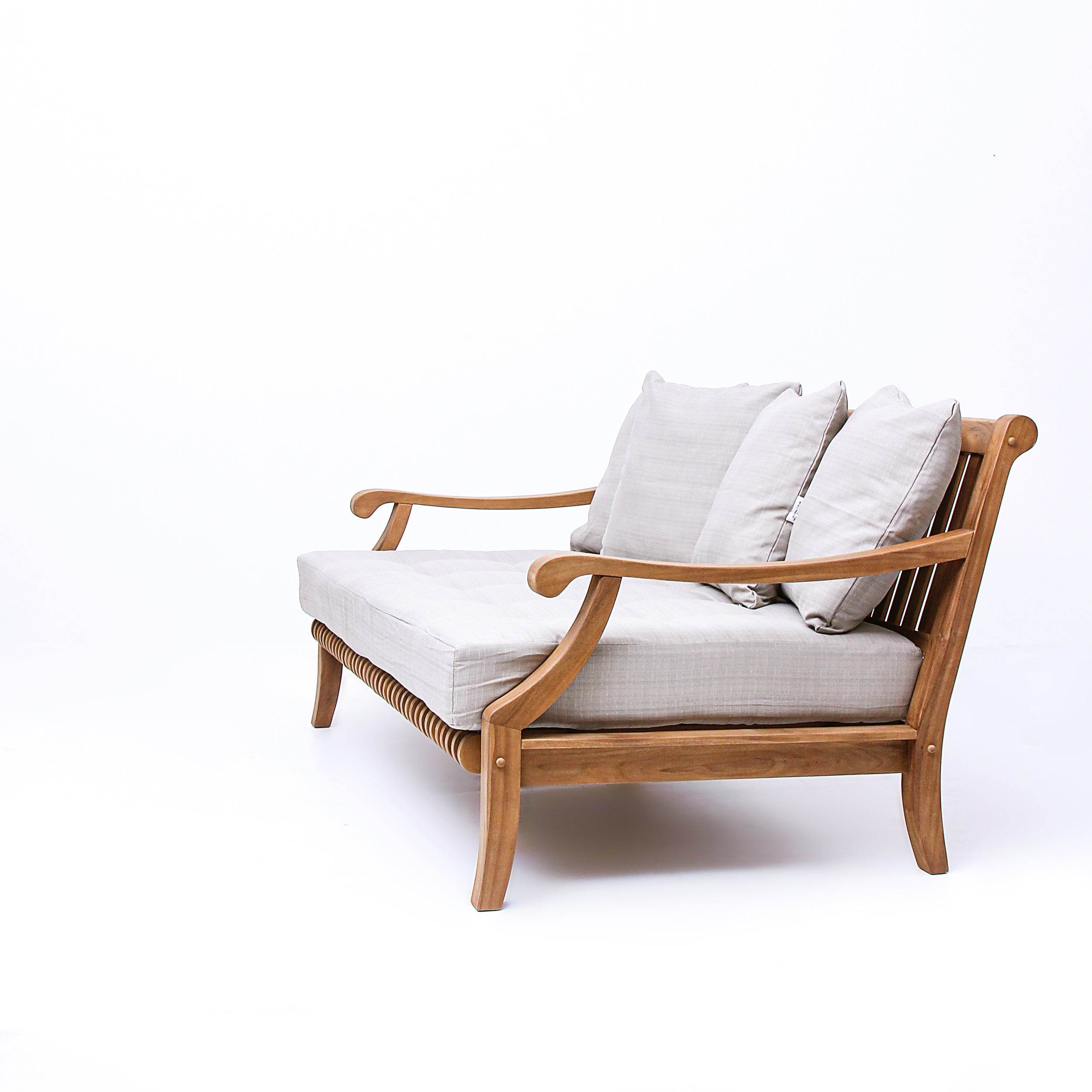 Mosko Teak Wood Outdoor Daybed with Beige Cushion - Image 25