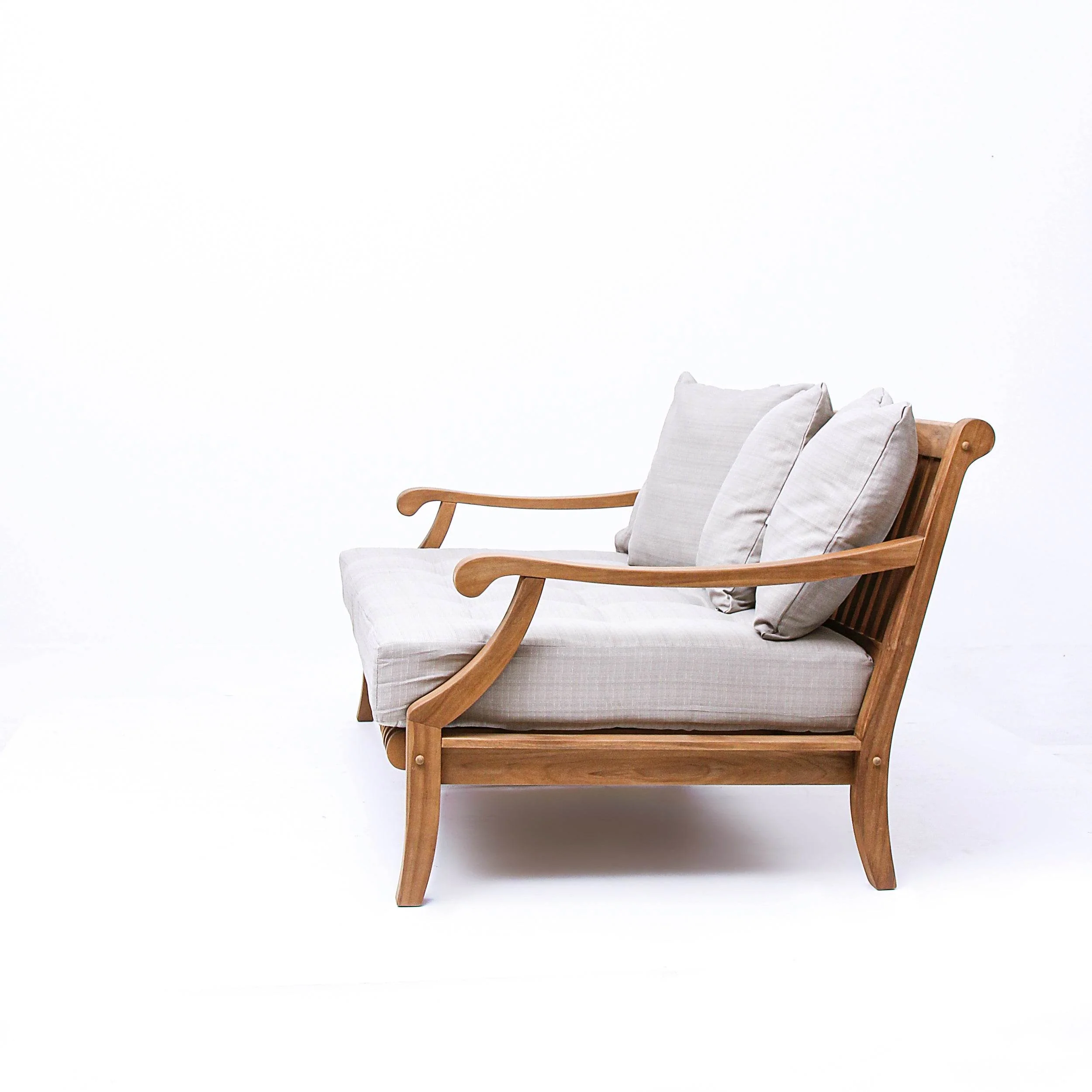 Mosko Teak Wood Outdoor Daybed with Beige Cushion - Image 26