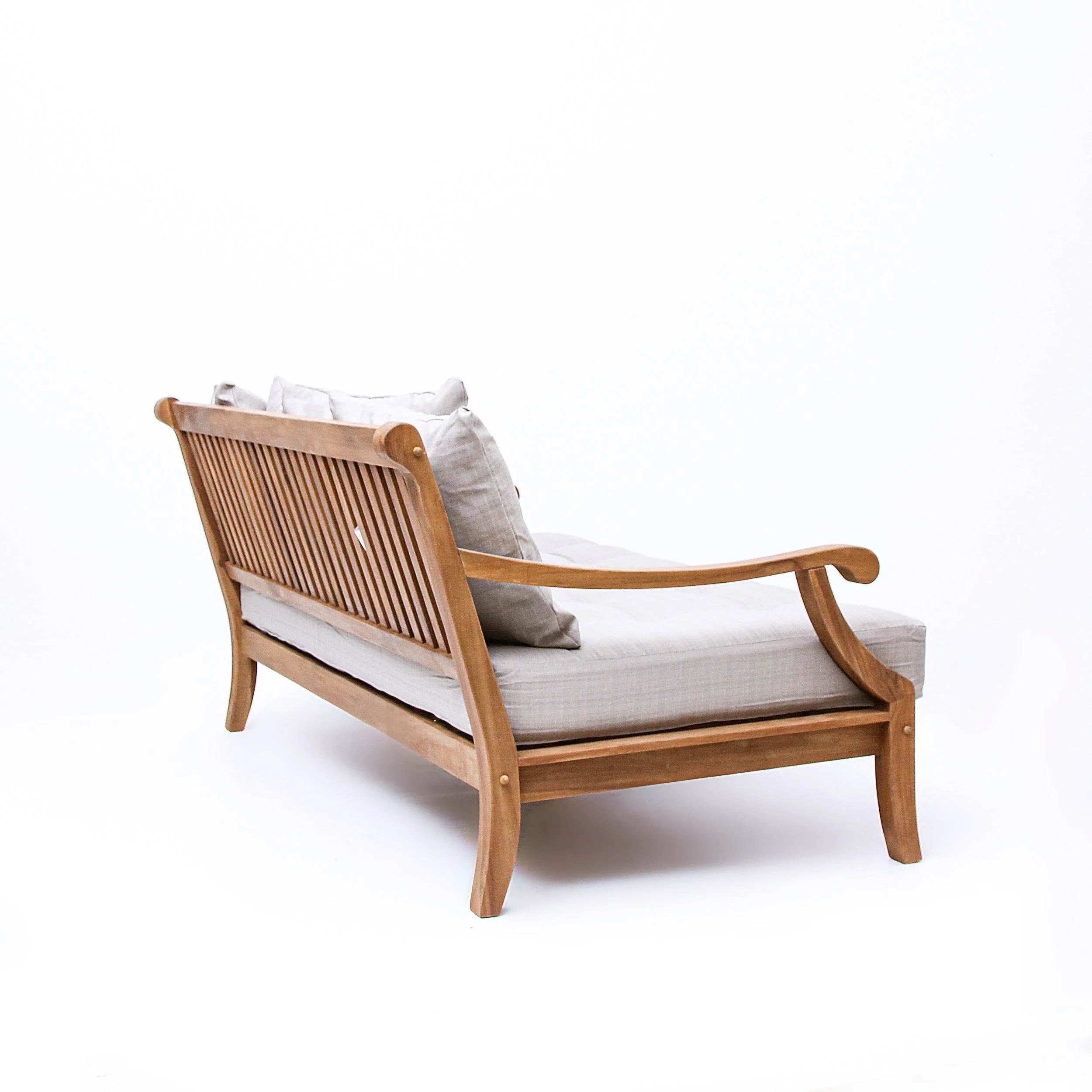 Mosko Teak Wood Outdoor Daybed with Beige Cushion - Image 46