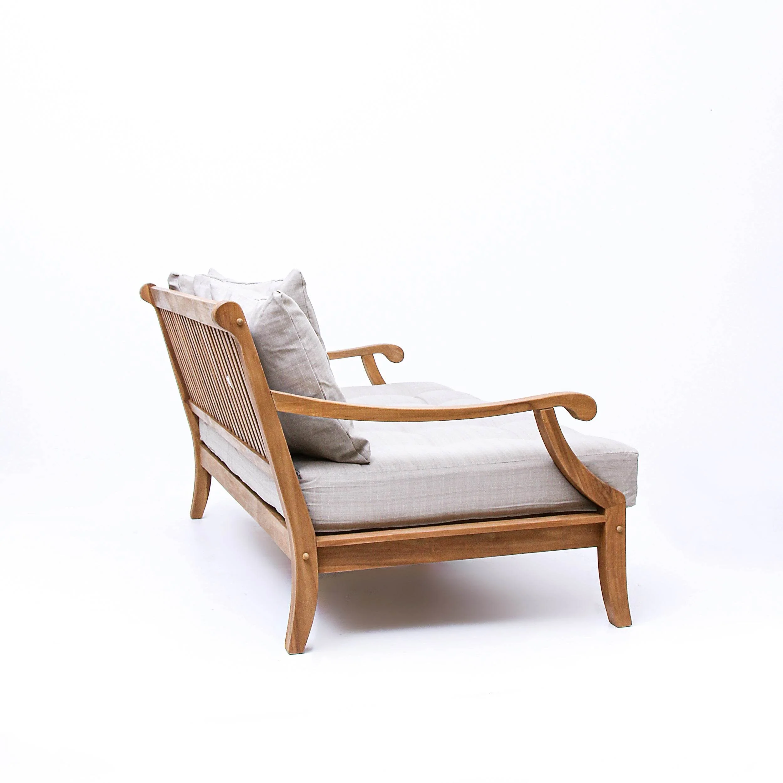 Mosko Teak Wood Outdoor Daybed with Beige Cushion - Image 47