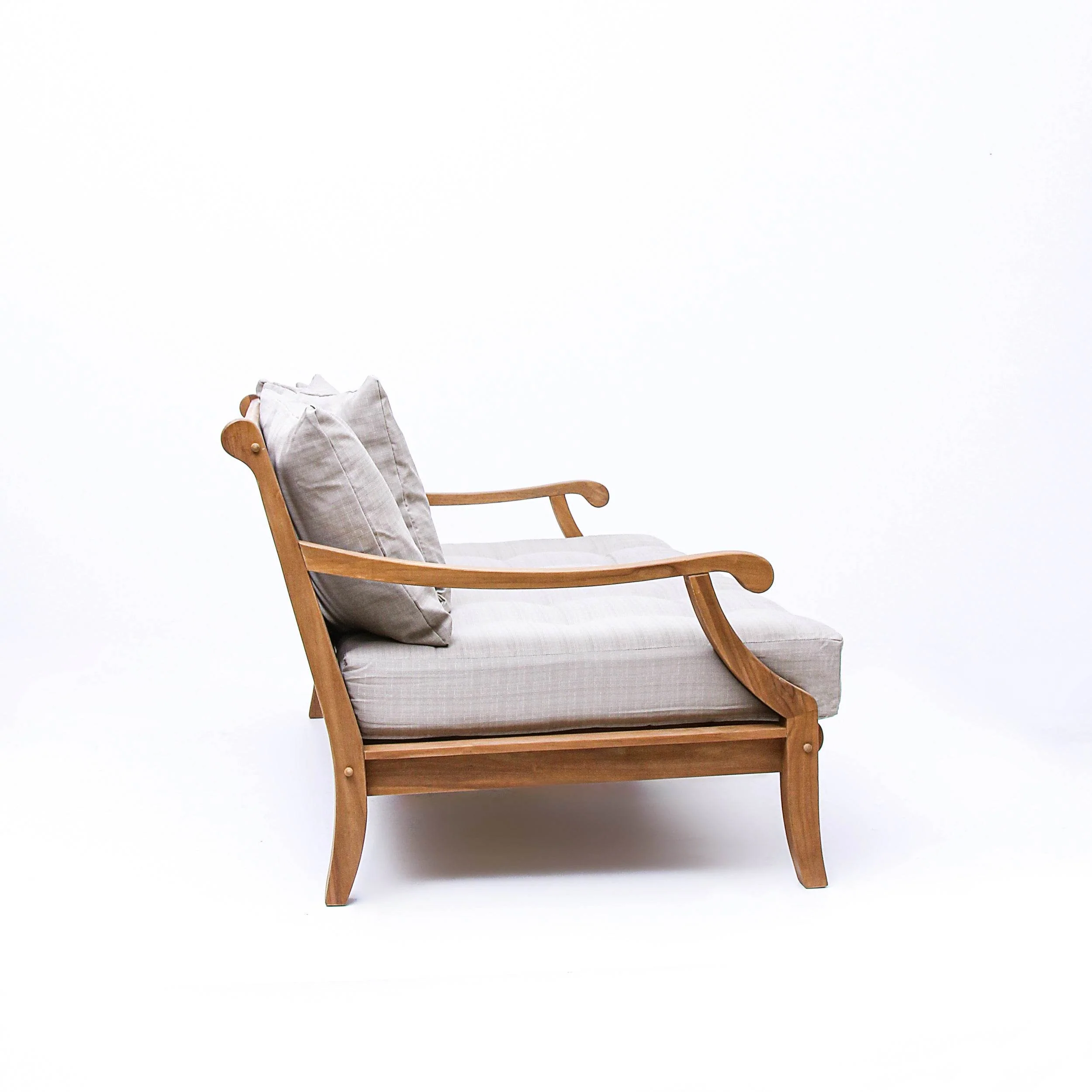 Mosko Teak Wood Outdoor Daybed with Beige Cushion - Image 48