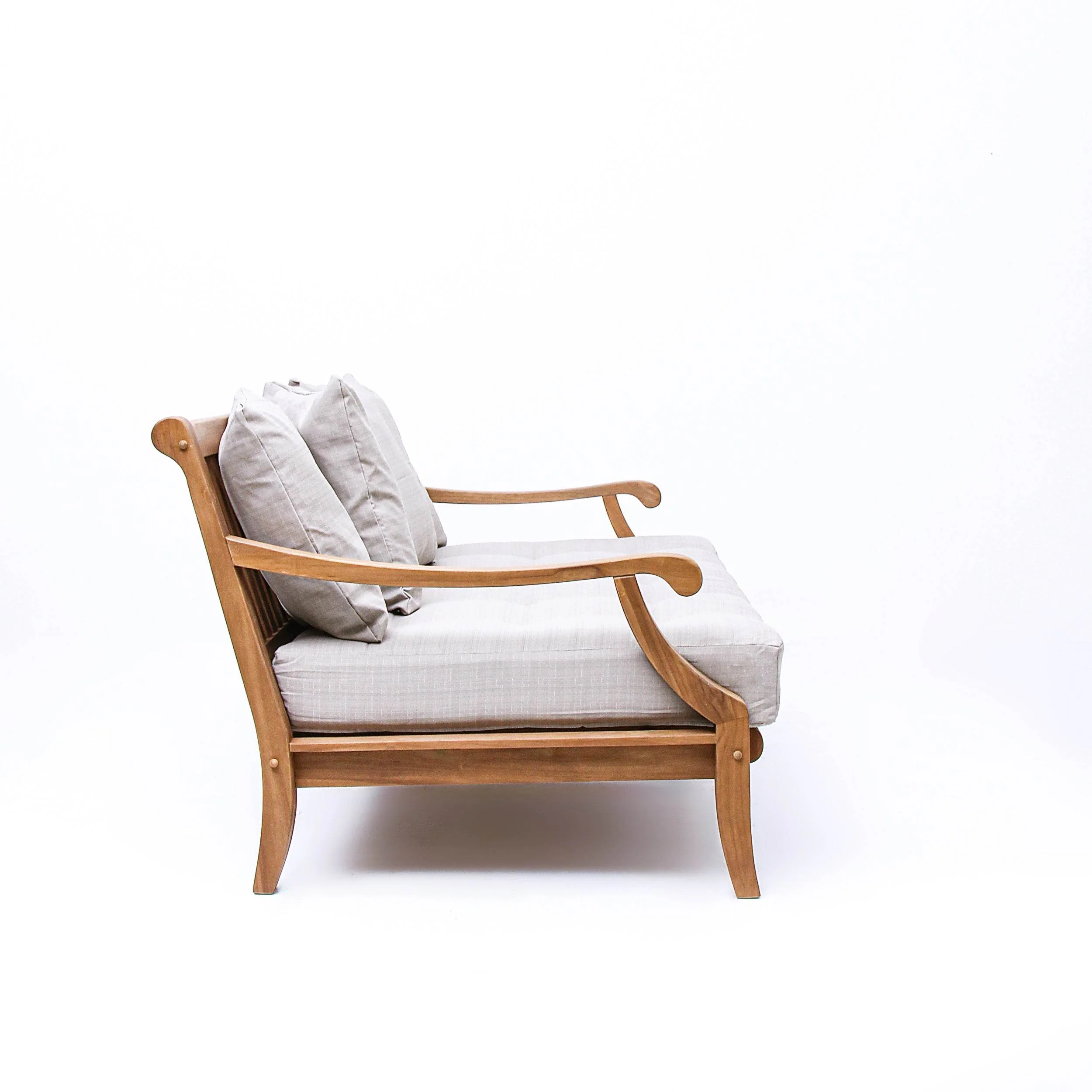 Mosko Teak Wood Outdoor Daybed with Beige Cushion - Image 49
