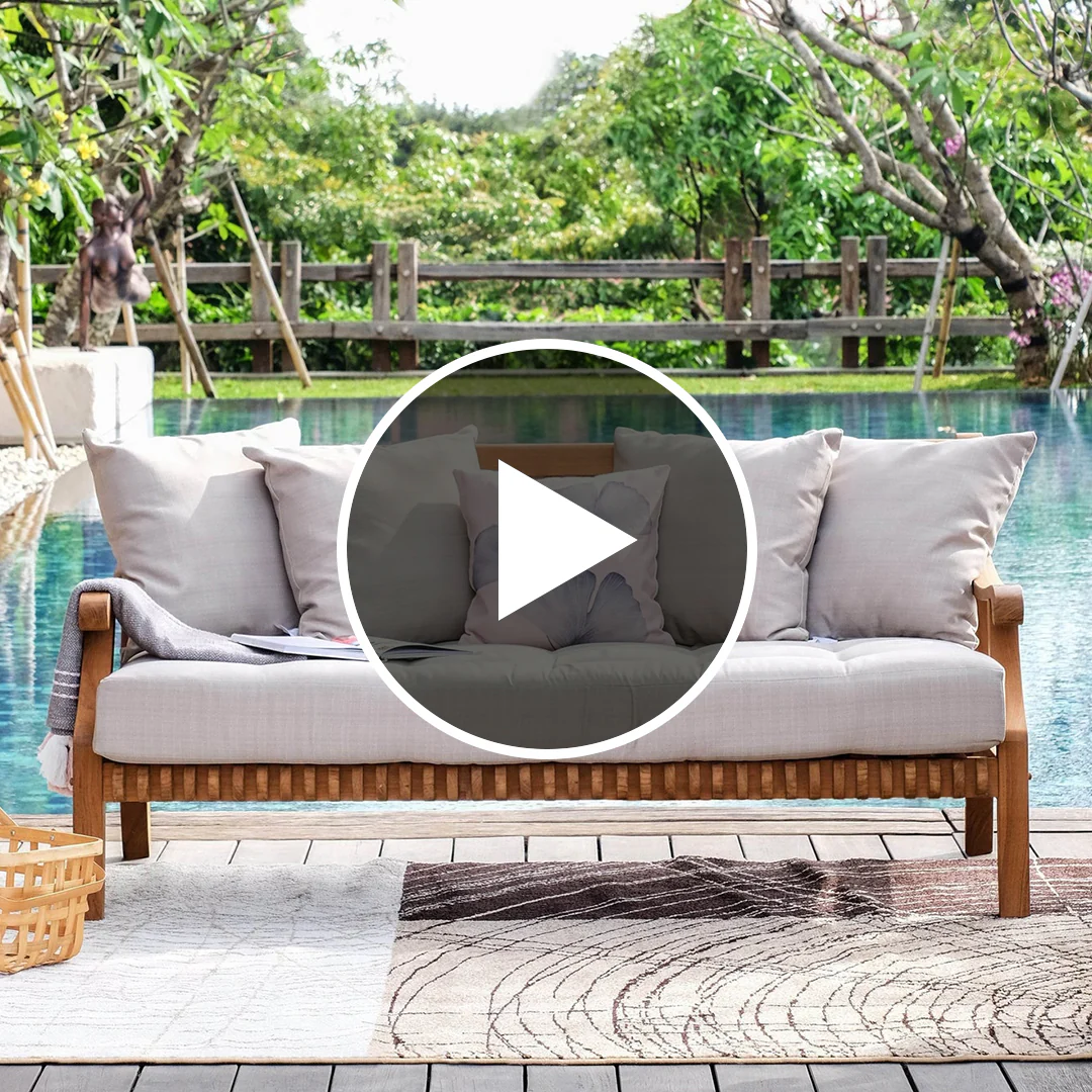 Mosko Teak Wood Outdoor Daybed with Beige Cushion - Image 5