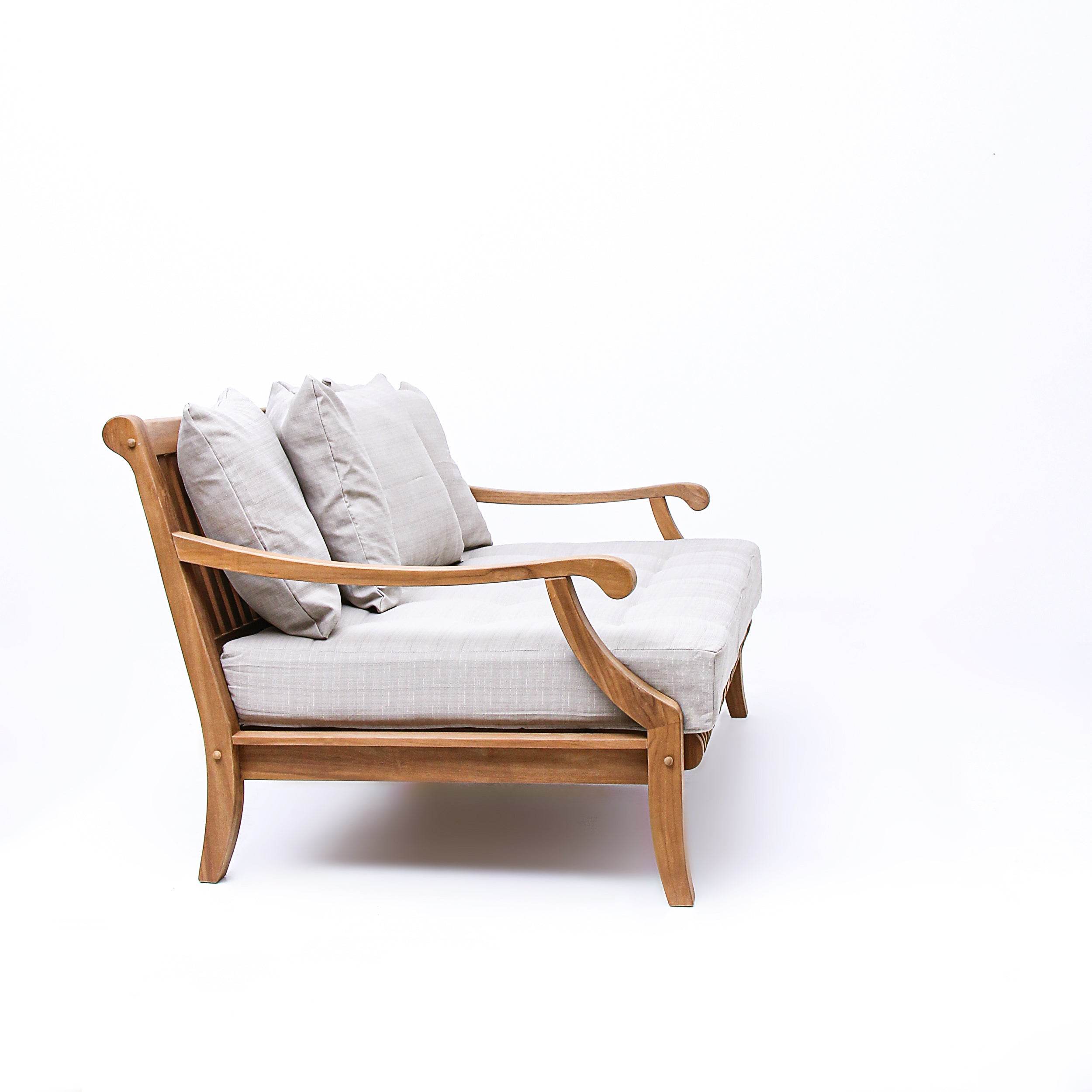 Mosko Teak Wood Outdoor Daybed with Beige Cushion - Image 50