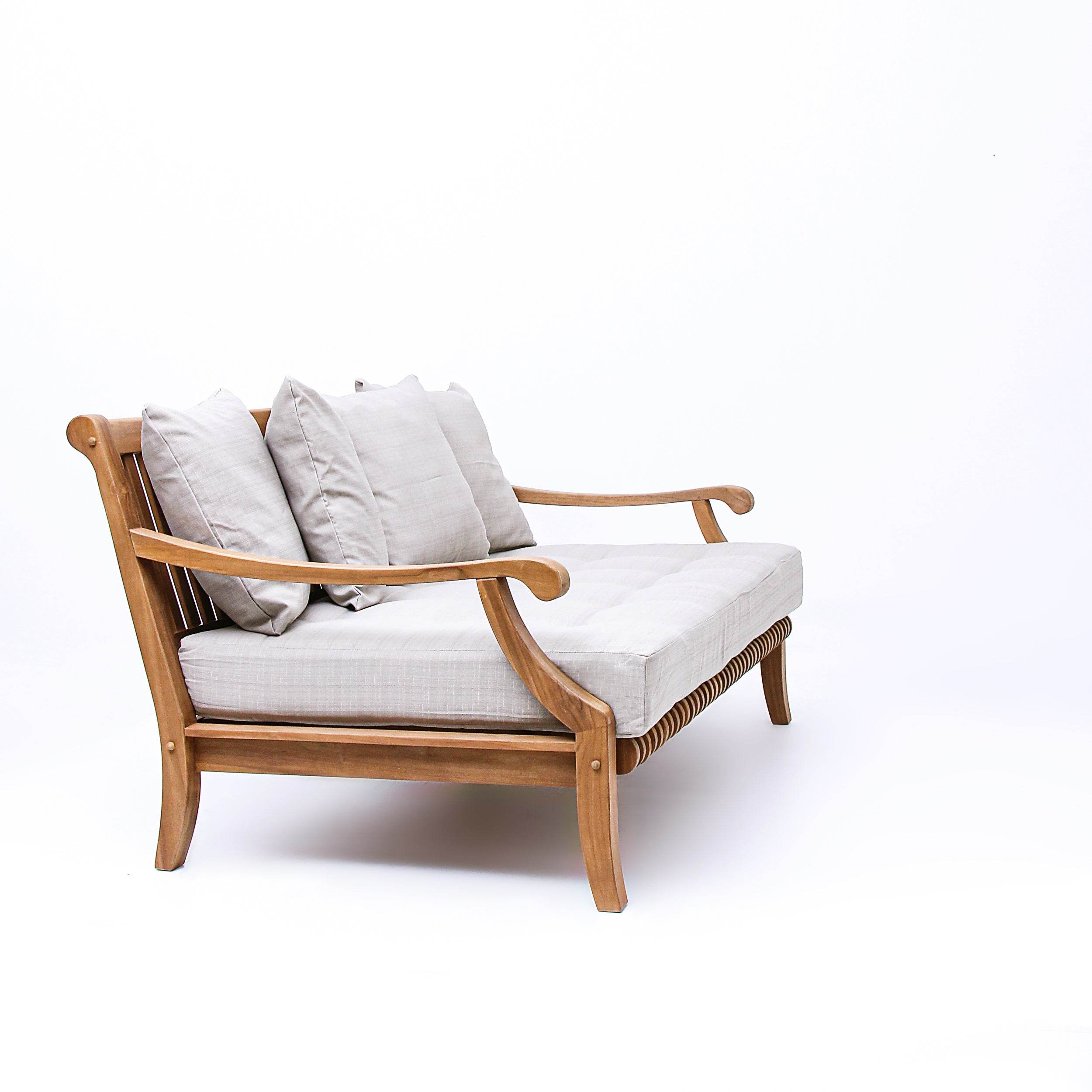 Mosko Teak Wood Outdoor Daybed with Beige Cushion - Image 51