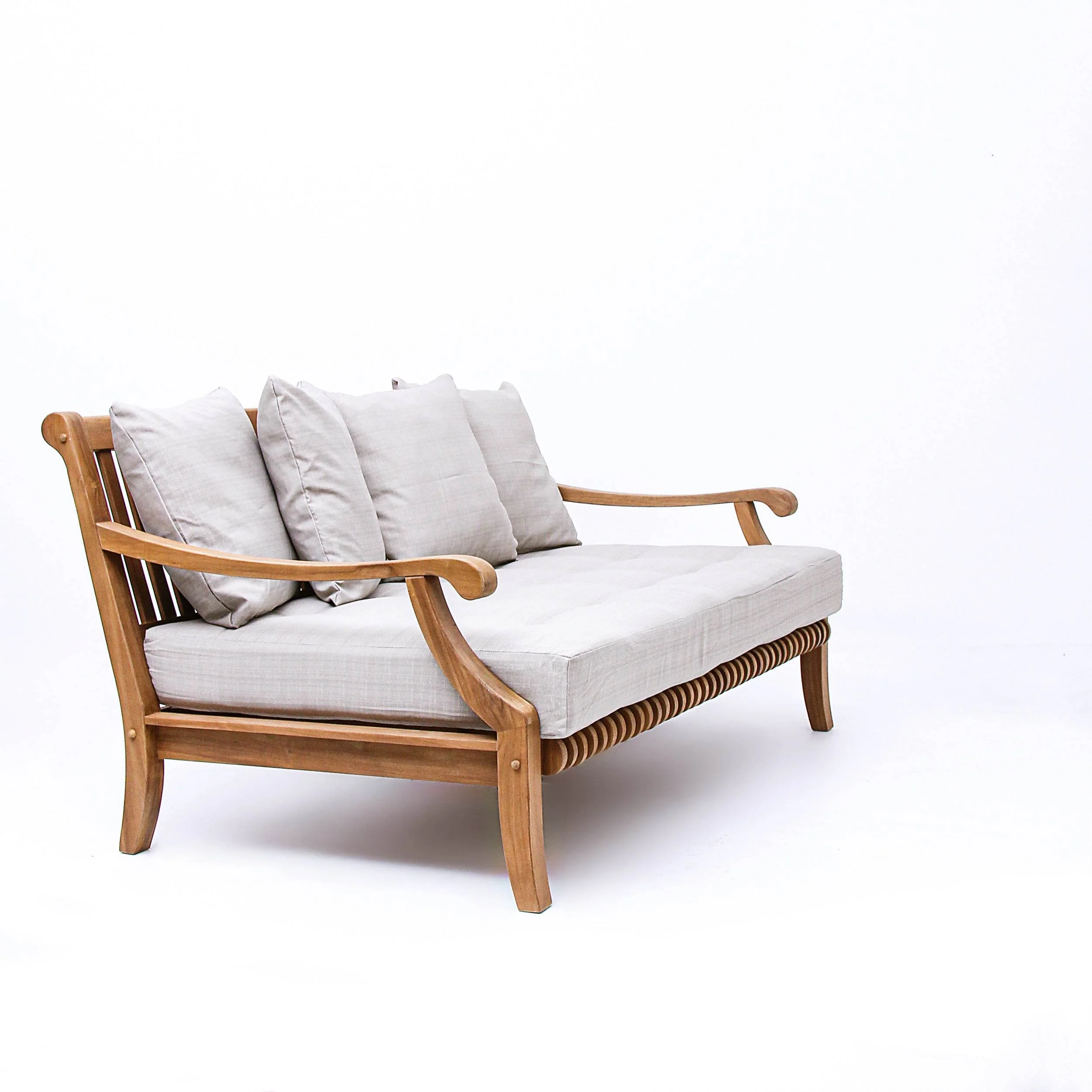 Mosko Teak Wood Outdoor Daybed with Beige Cushion - Image 52