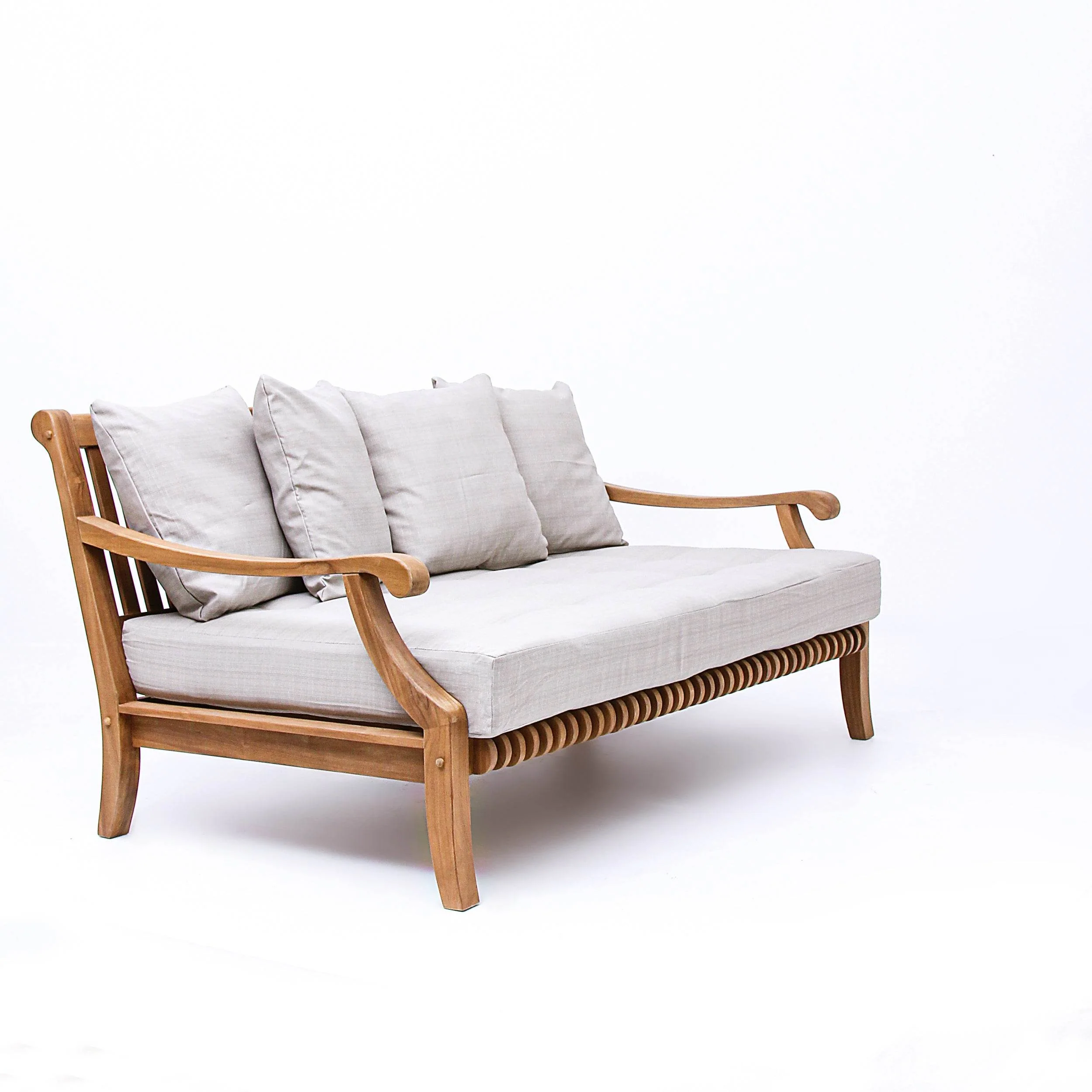 Mosko Teak Wood Outdoor Daybed with Beige Cushion - Image 53