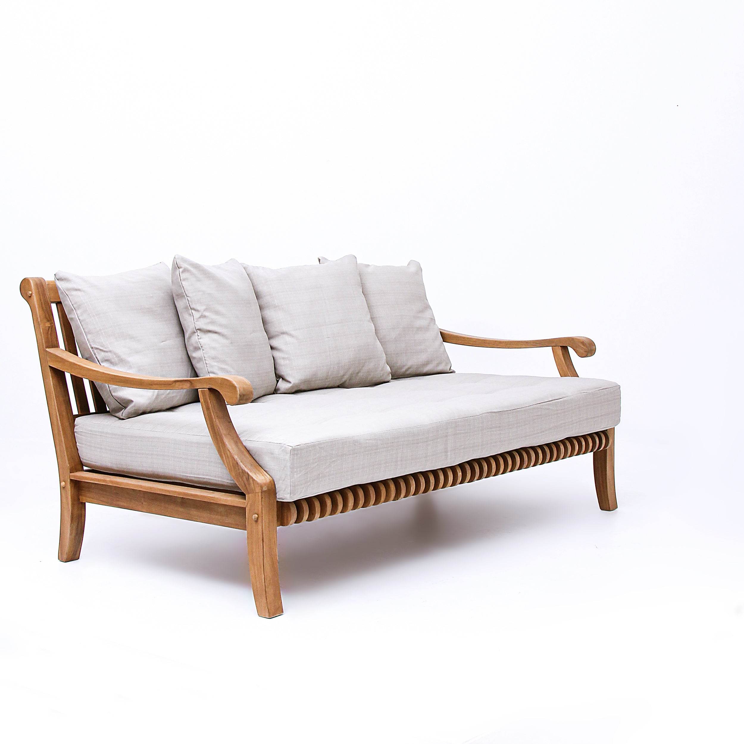 Mosko Teak Wood Outdoor Daybed with Beige Cushion - Image 54