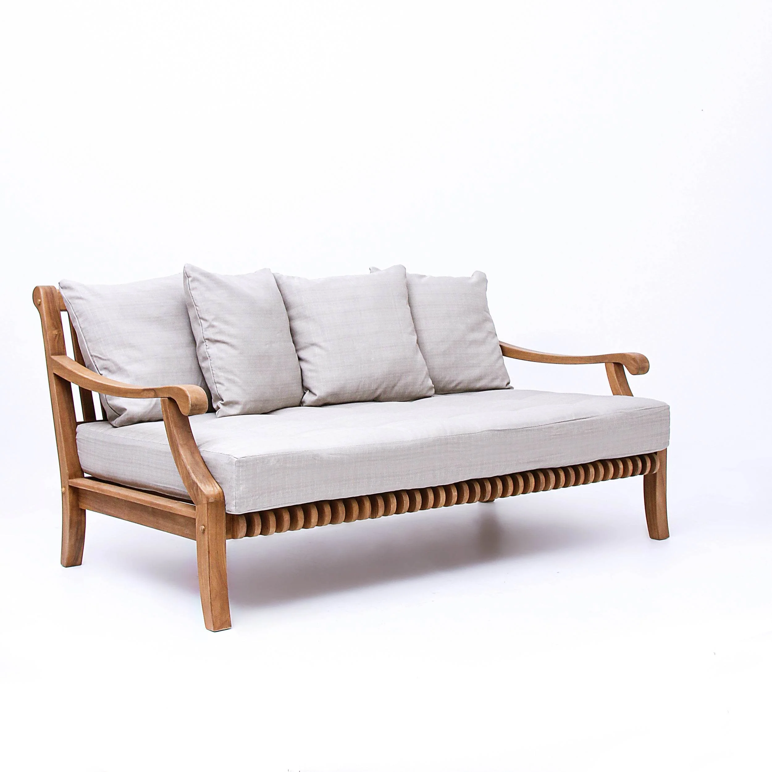 Mosko Teak Wood Outdoor Daybed with Beige Cushion - Image 55