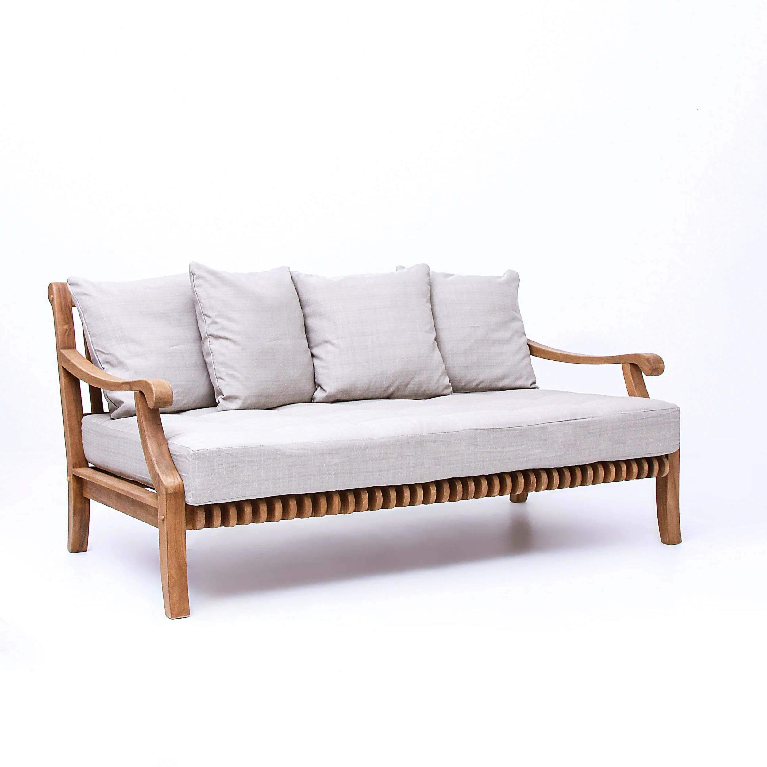 Mosko Teak Wood Outdoor Daybed with Beige Cushion - Image 56
