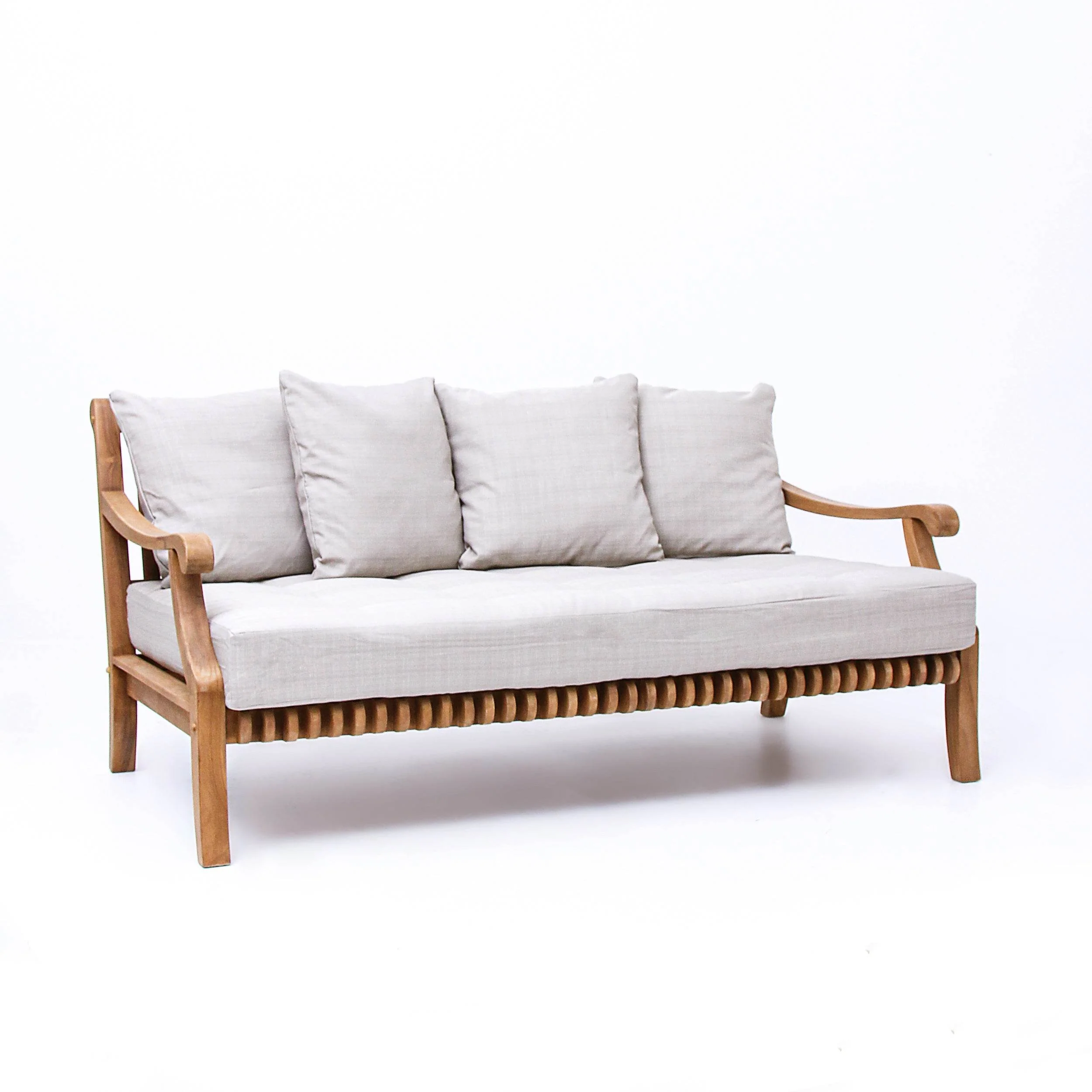 Mosko Teak Wood Outdoor Daybed with Beige Cushion - Image 57
